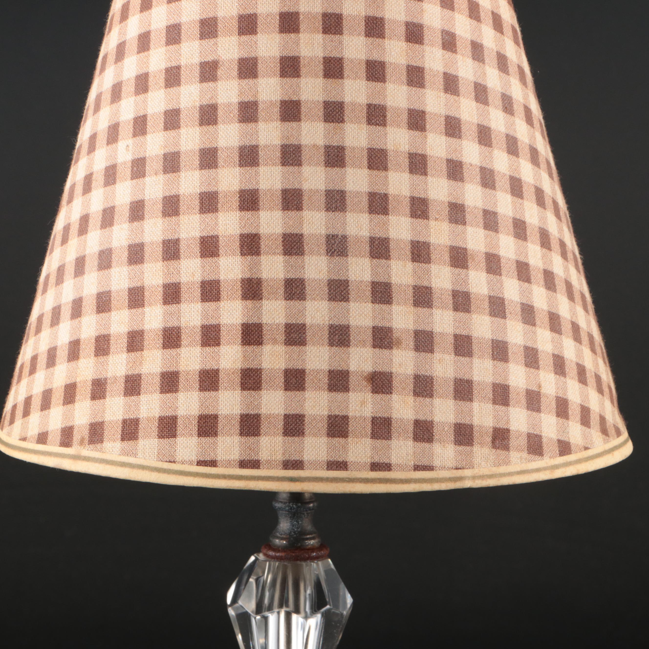 Art Deco Style Pressed Glass Boudoir Lamp with Powder Jar and Pen Holder