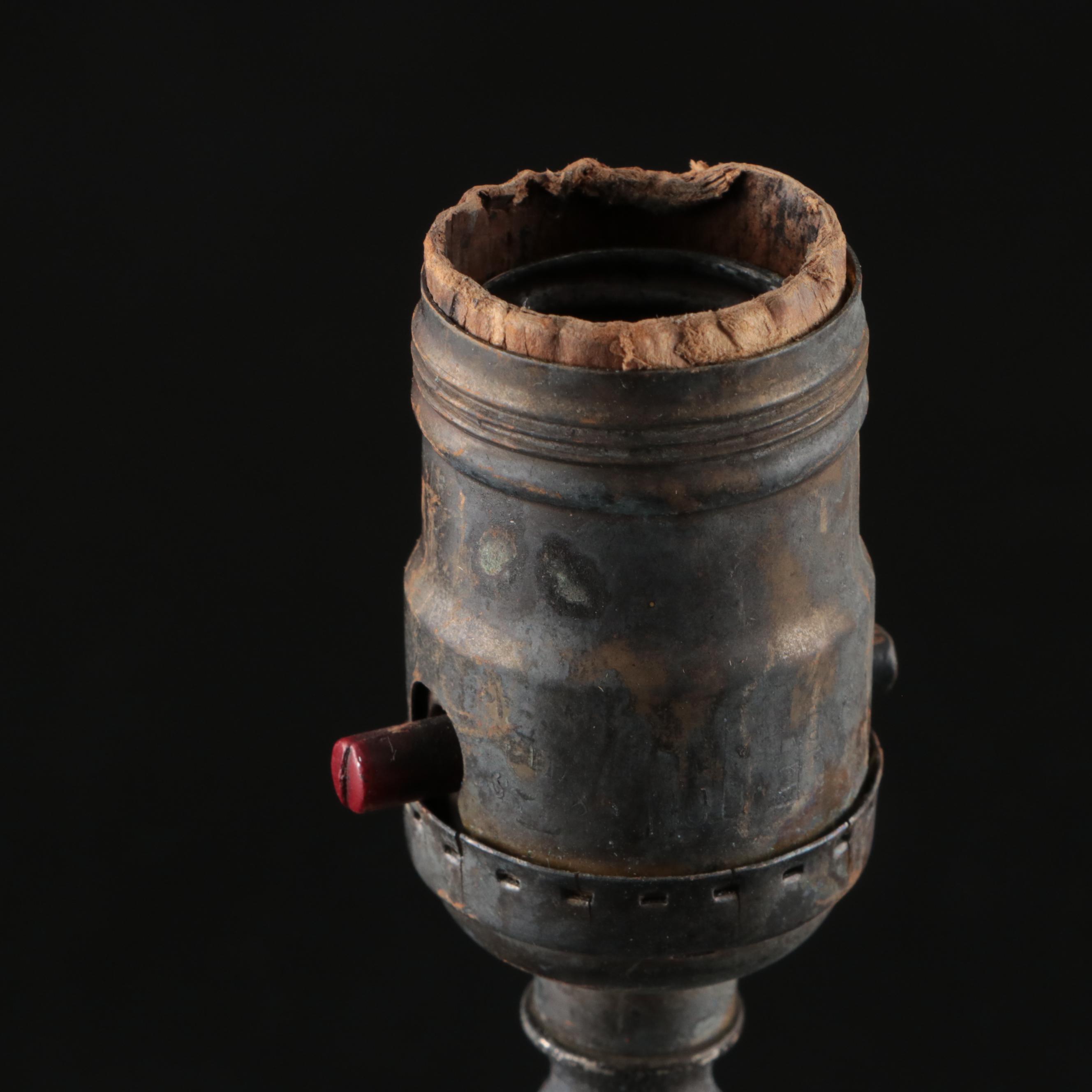 Art Deco Style Pressed Glass Boudoir Lamp with Powder Jar and Pen Holder