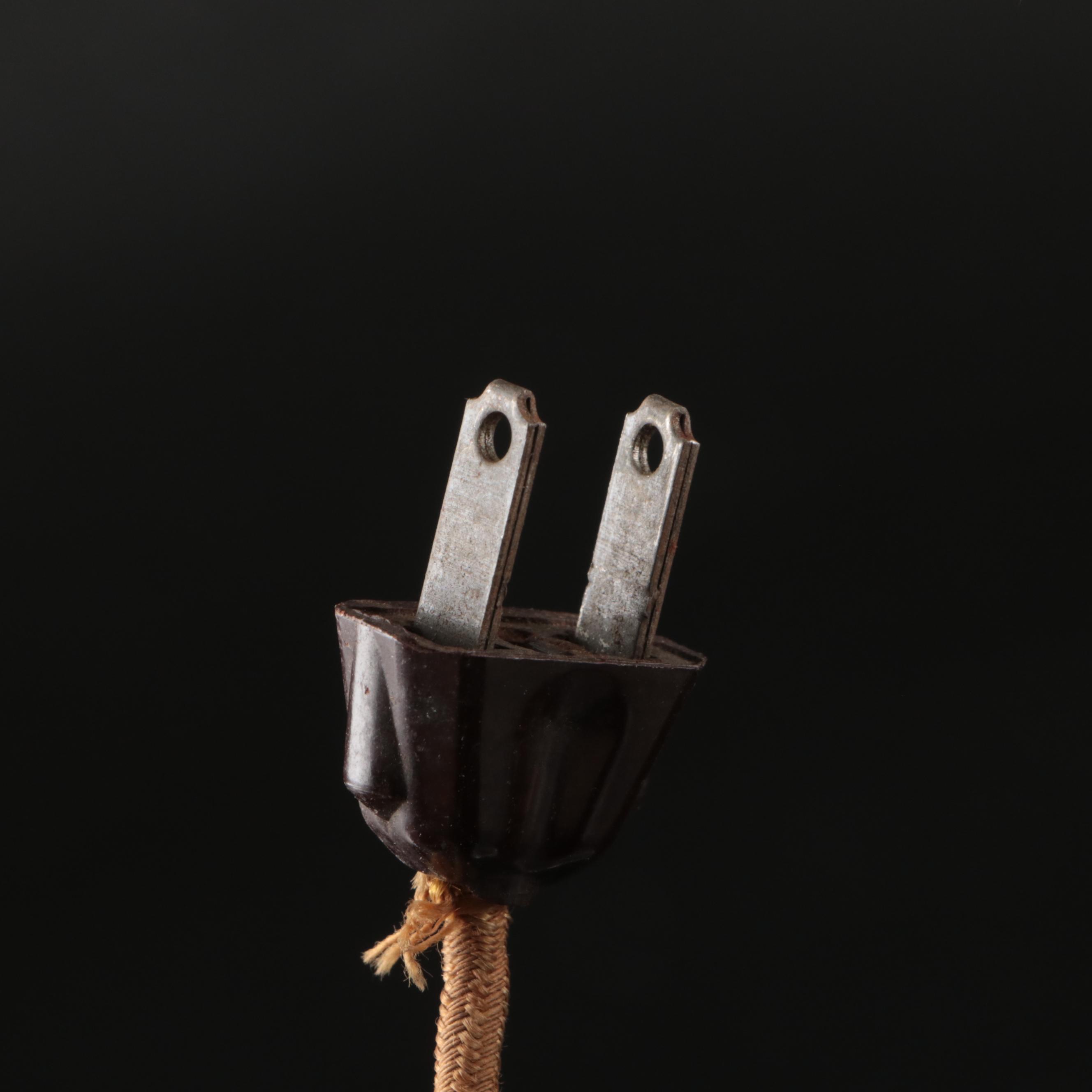 Art Deco Style Pressed Glass Boudoir Lamp with Powder Jar and Pen Holder