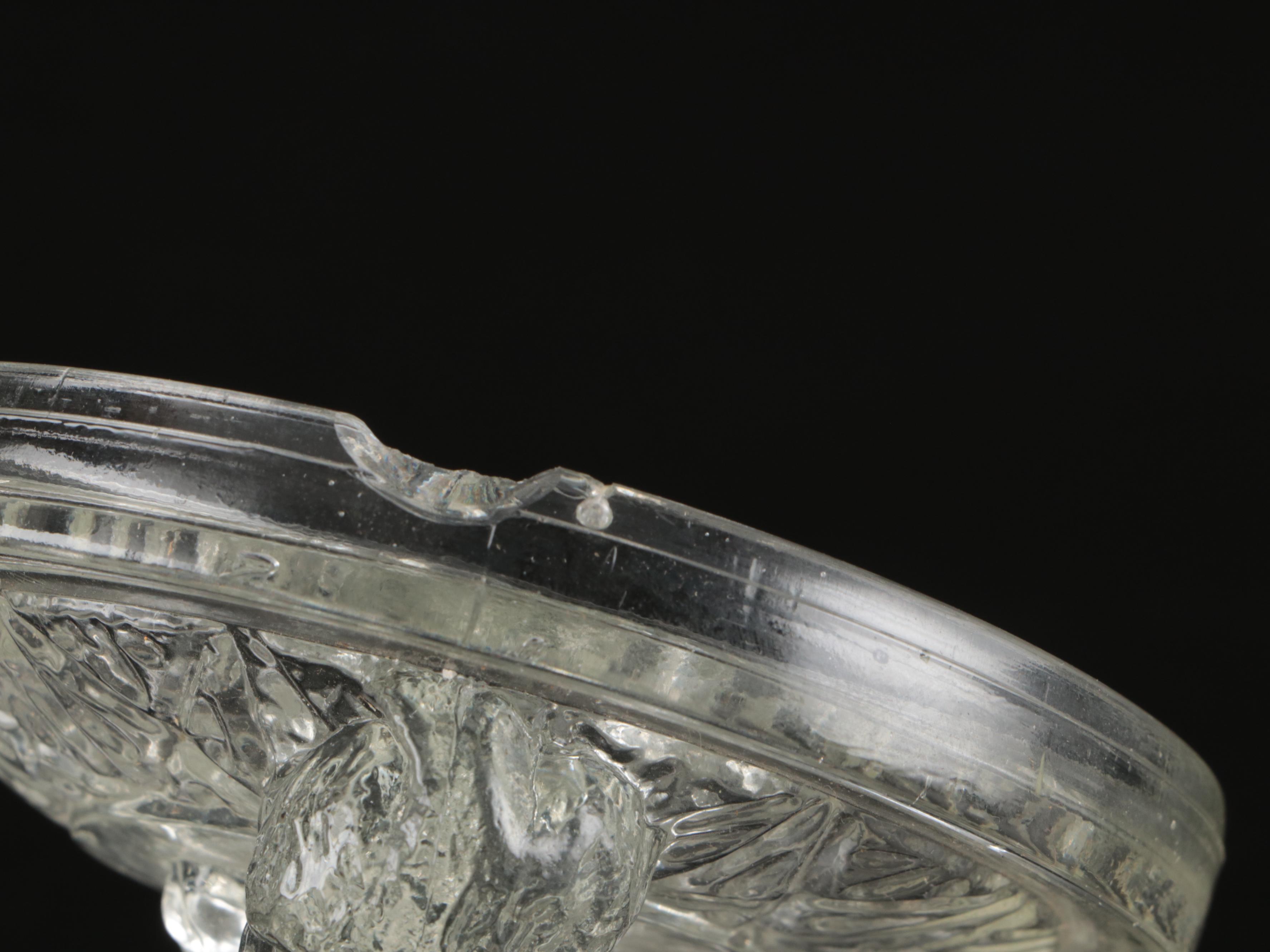 Art Deco Style Pressed Glass Boudoir Lamp with Powder Jar and Pen Holder