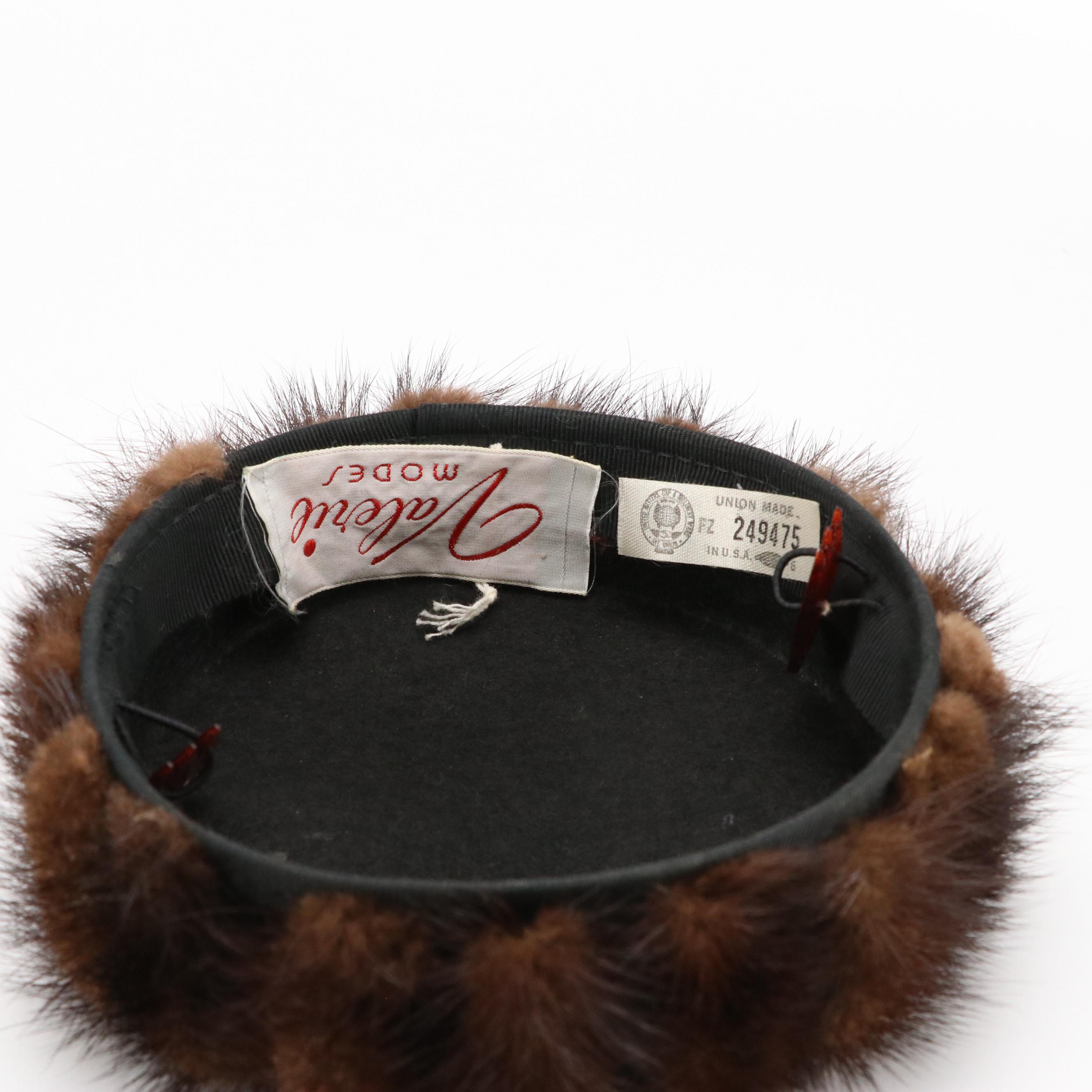 Vintage Mink Fur Pillbox Hats and Fascinator from Valerie and Neusteters & More