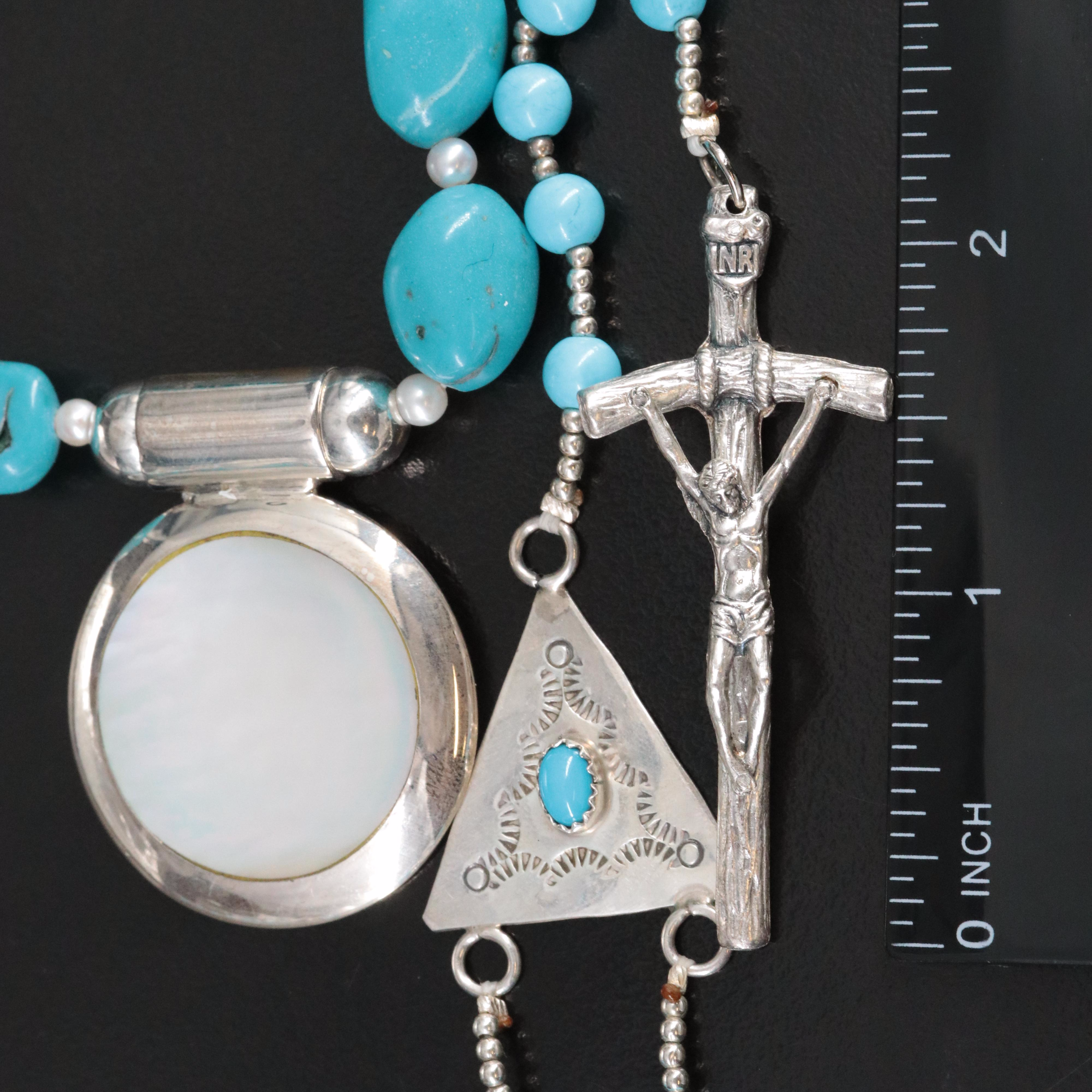 Pearl,Magnesite and Mother-of-Pearl Necklace Collection Featuring Sterling