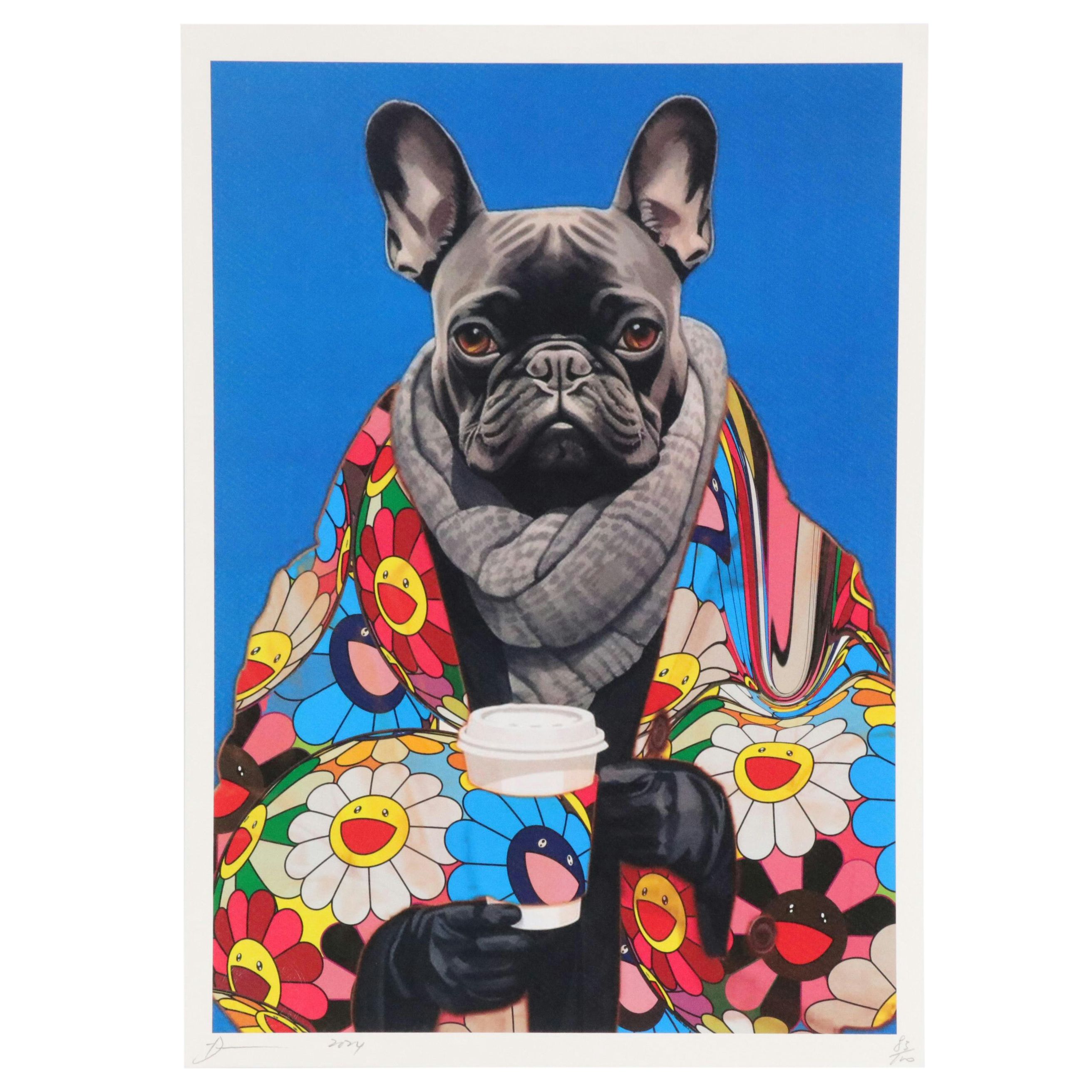 Death NYC Pop Art Digital Graphic Print Featuring Murakami x French Bulldog