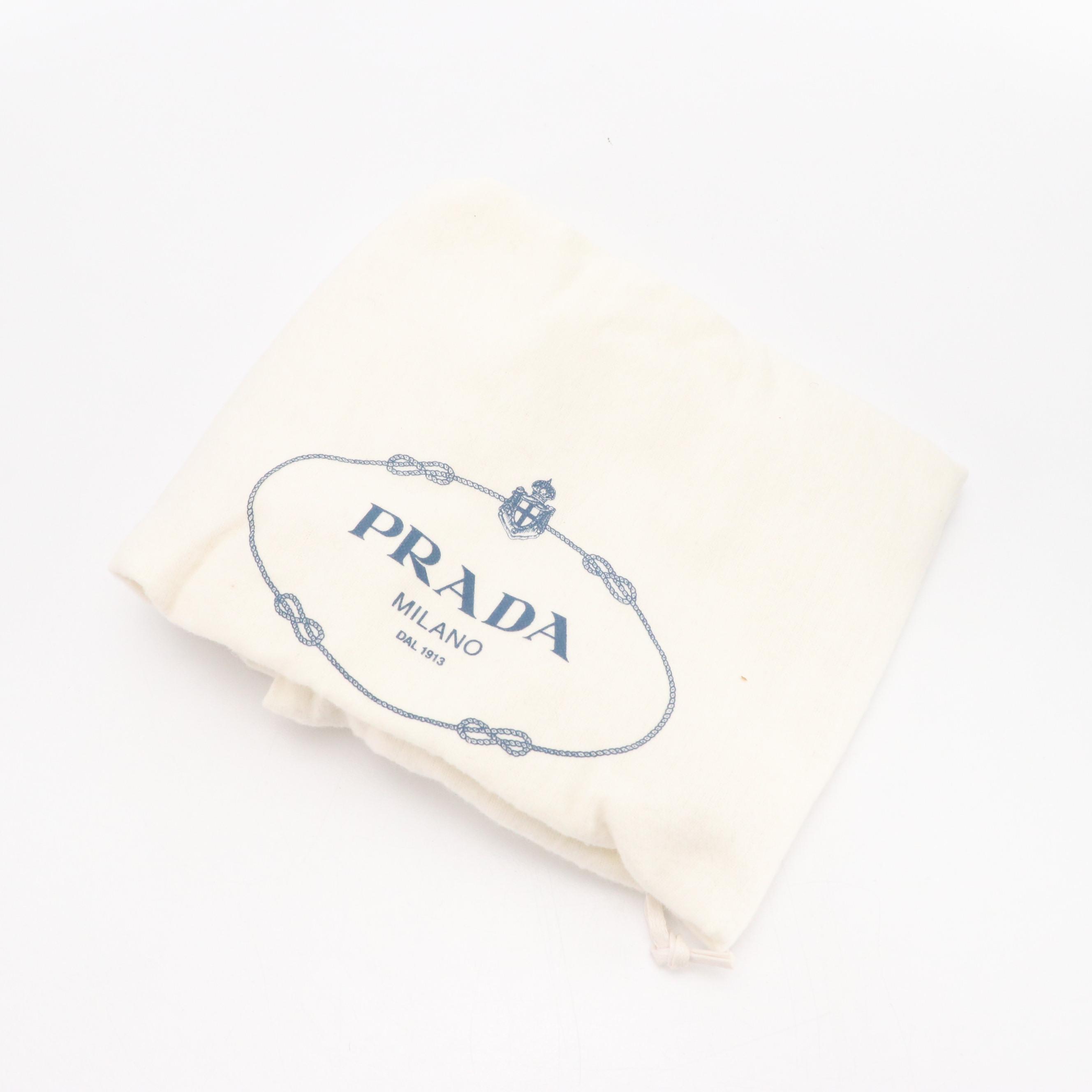 Prada Twin Pocket Two-Way Handbag in Red Glazed Calfskin Leather