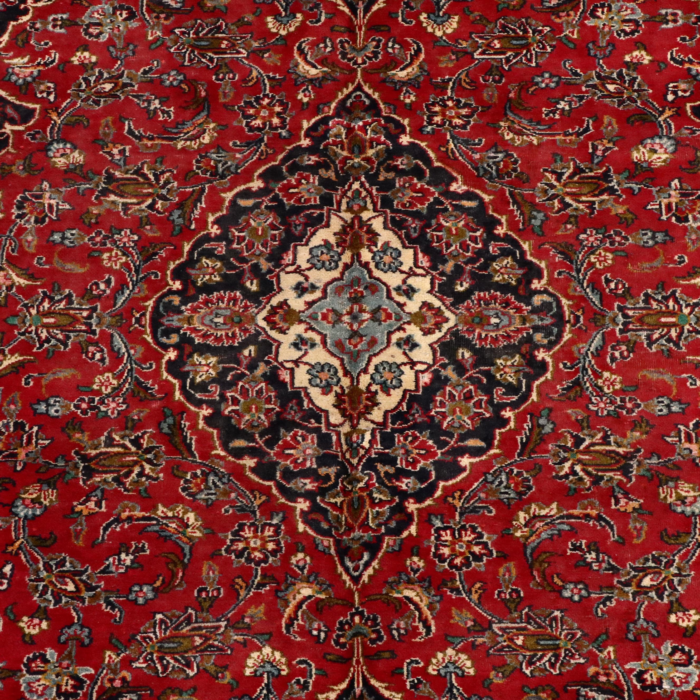 6'2 x 9'3 Hand-Knotted Persian Kashan Area Rug