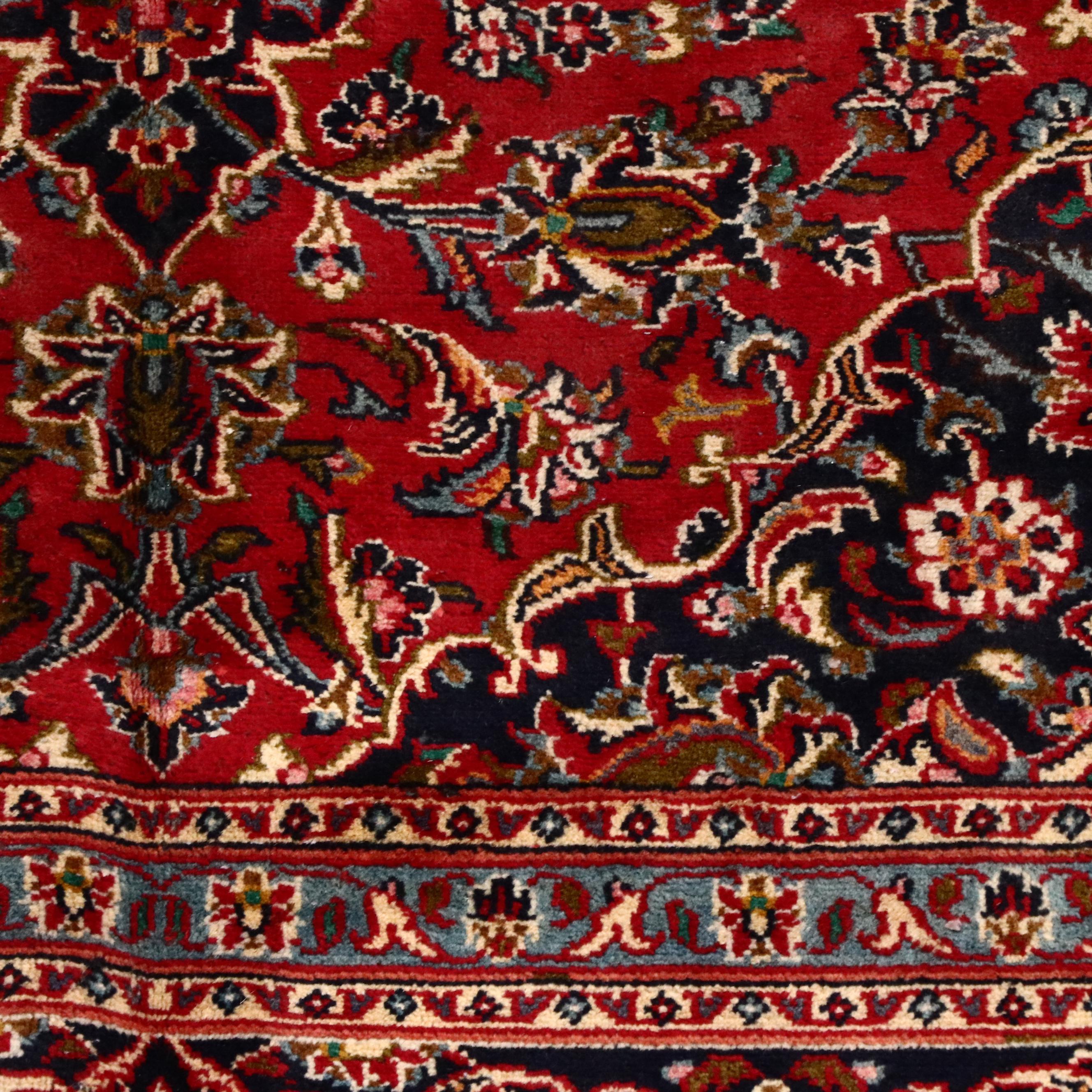 6'2 x 9'3 Hand-Knotted Persian Kashan Area Rug