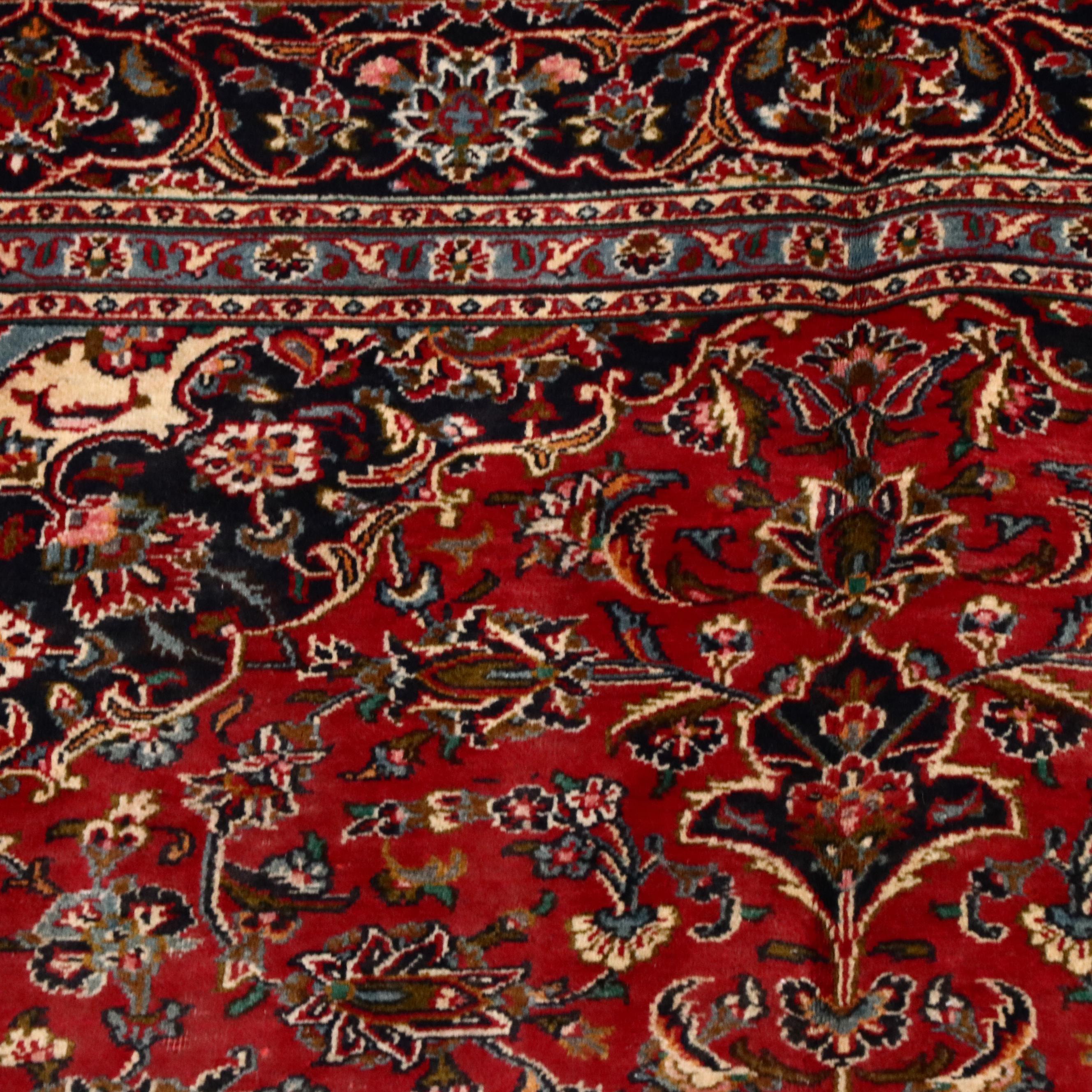 6'2 x 9'3 Hand-Knotted Persian Kashan Area Rug