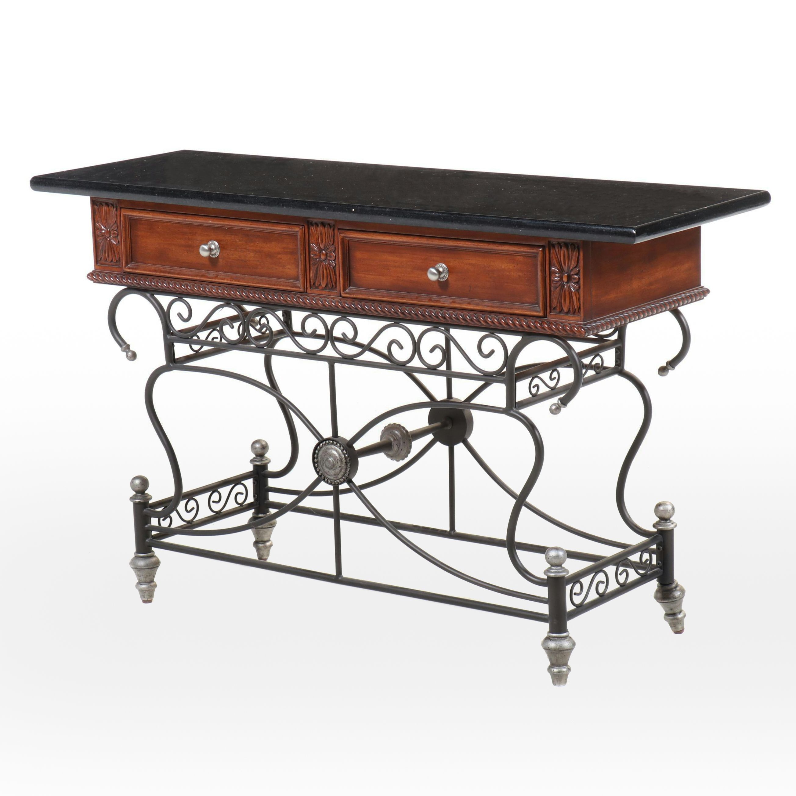 Lexington "Liz Claiborne" Louis XVI Style Mahogany, Iron, & Granite Sofa Table