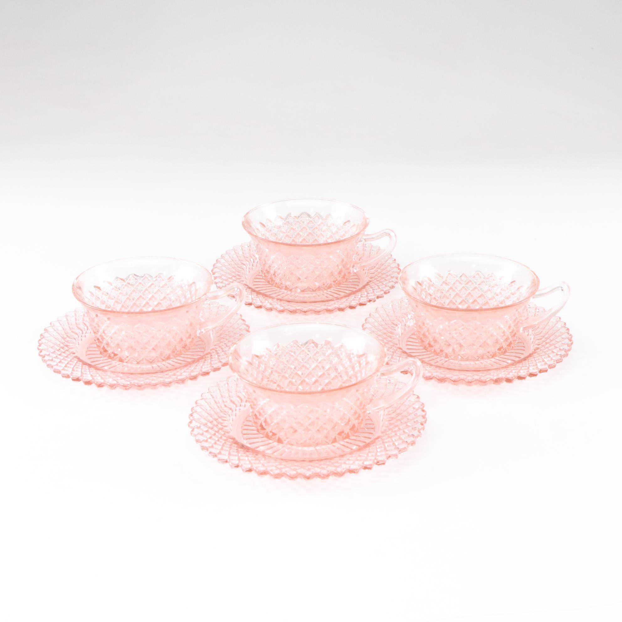 Anchor Hocking Miss America Pink Depression Glass Place Setting for 4, mid 1930s
