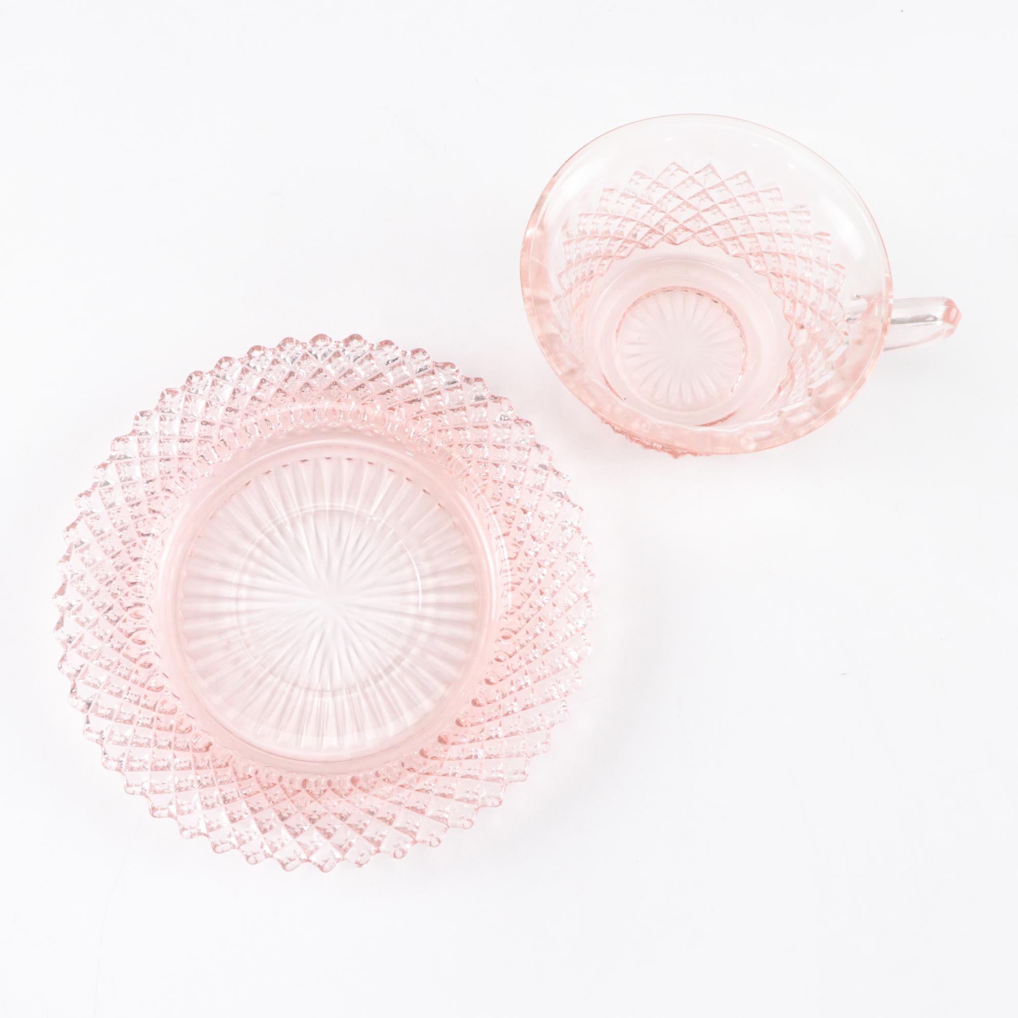 Anchor Hocking Miss America Pink Depression Glass Place Setting for 4, mid 1930s