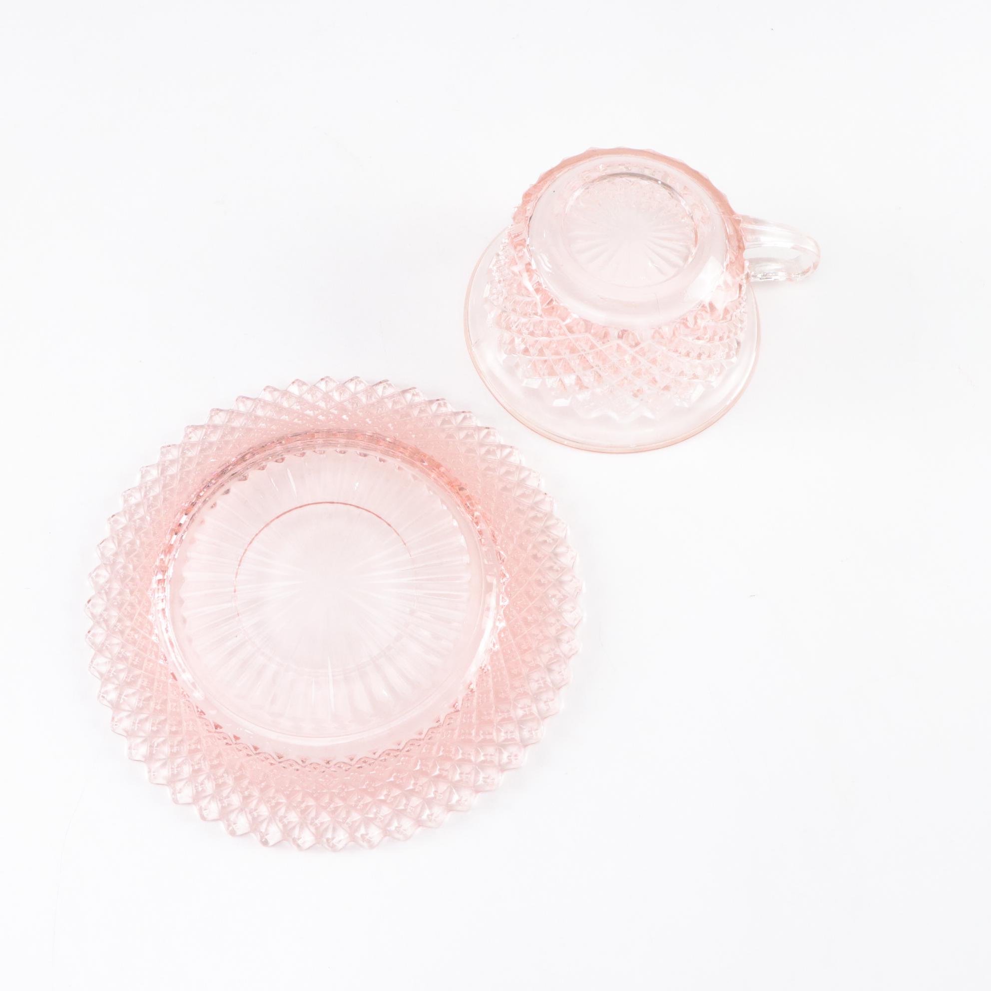 Anchor Hocking Miss America Pink Depression Glass Place Setting for 4, mid 1930s