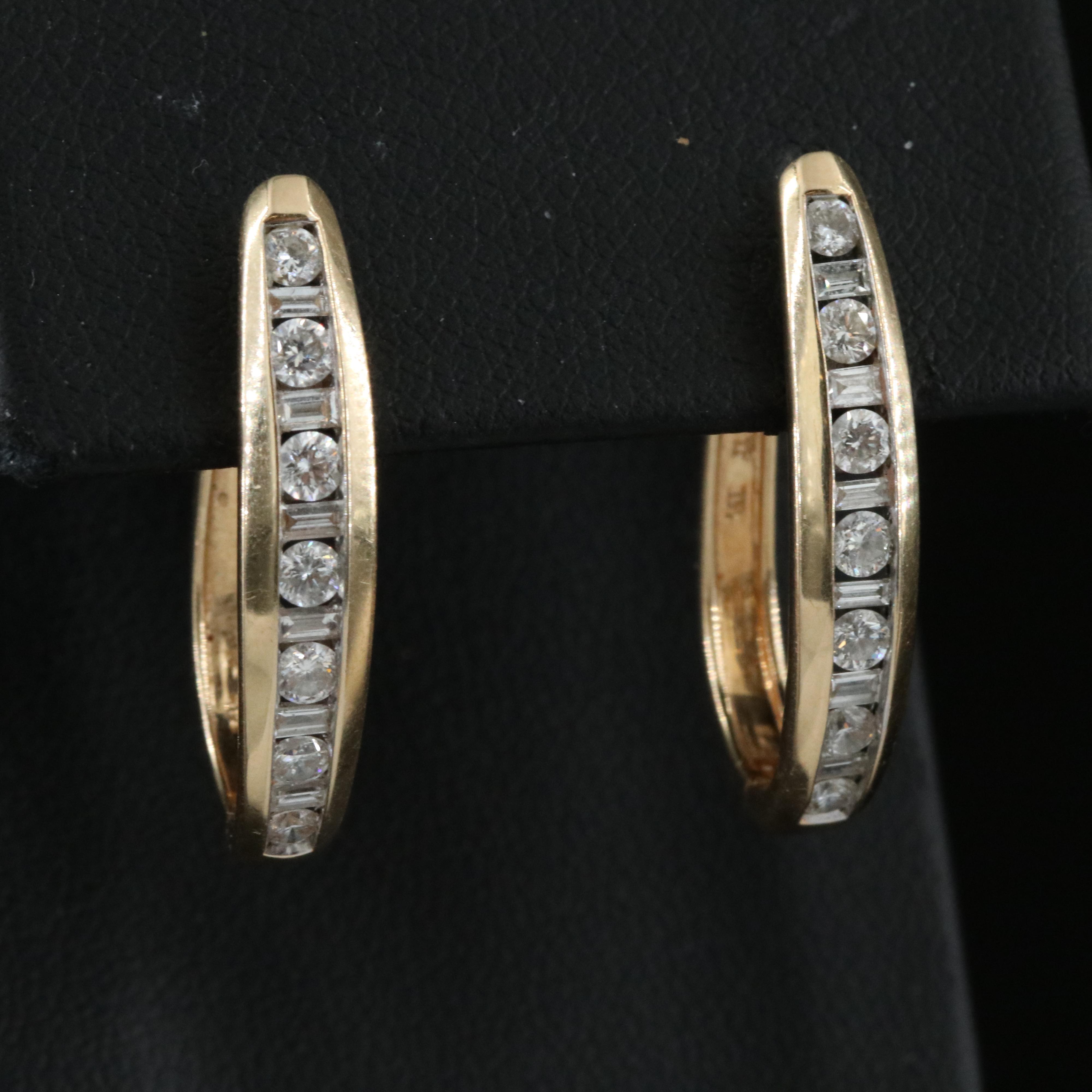 14K 1.00 CTW Diamond Hoop Earrings