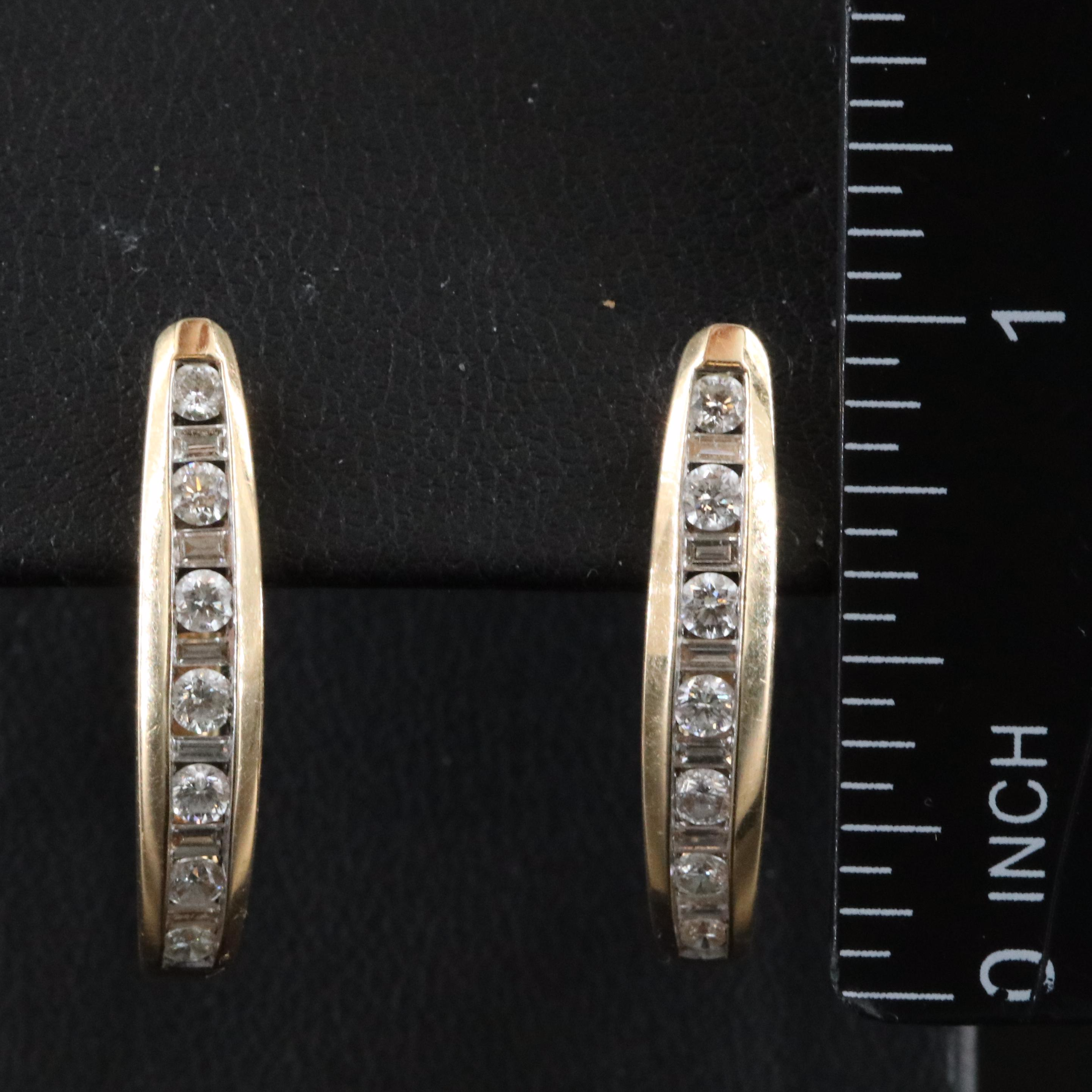 14K 1.00 CTW Diamond Hoop Earrings