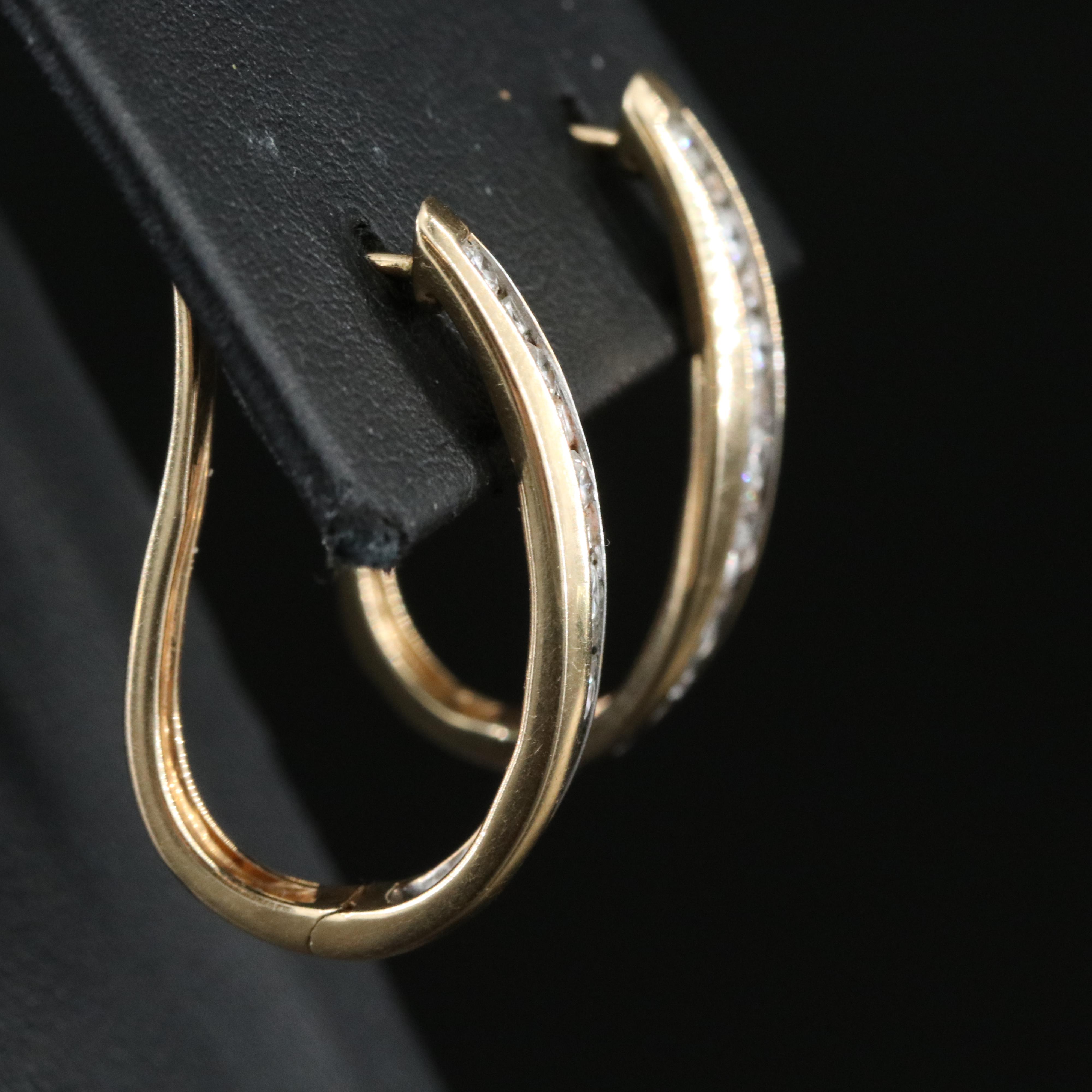 14K 1.00 CTW Diamond Hoop Earrings