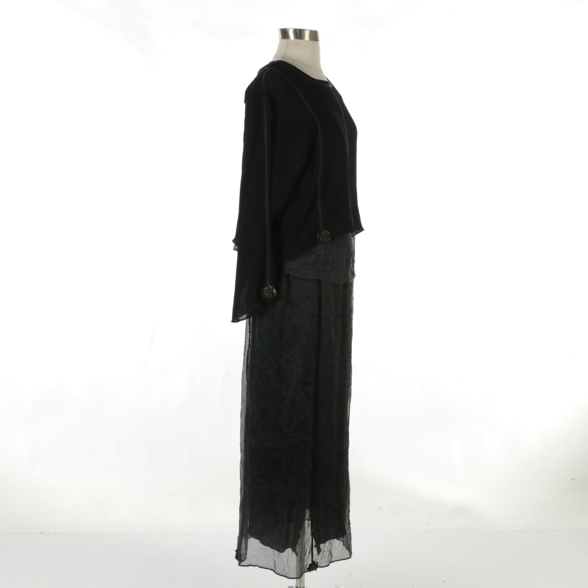 Look Organza and Chiffon Two-Piece Skirt Set with Floral Rosette Detail