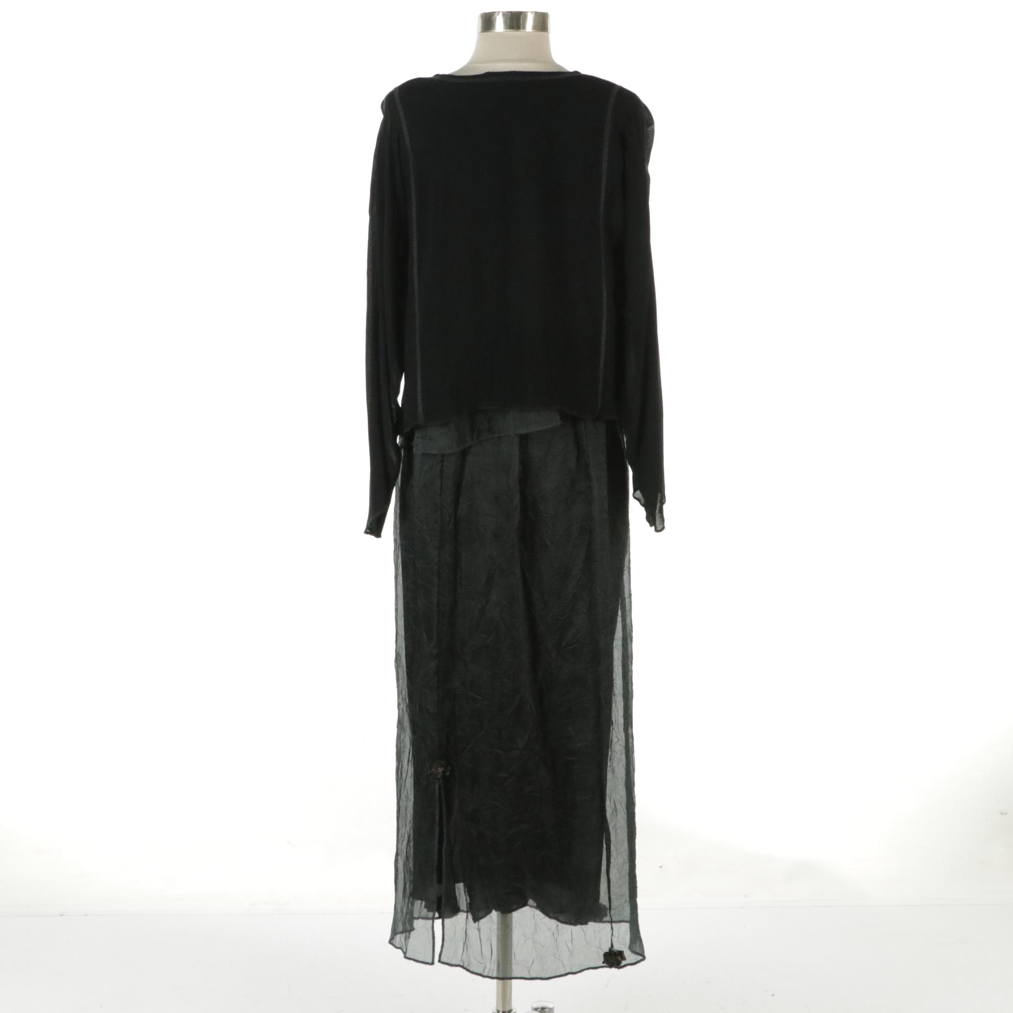 Look Organza and Chiffon Two-Piece Skirt Set with Floral Rosette Detail