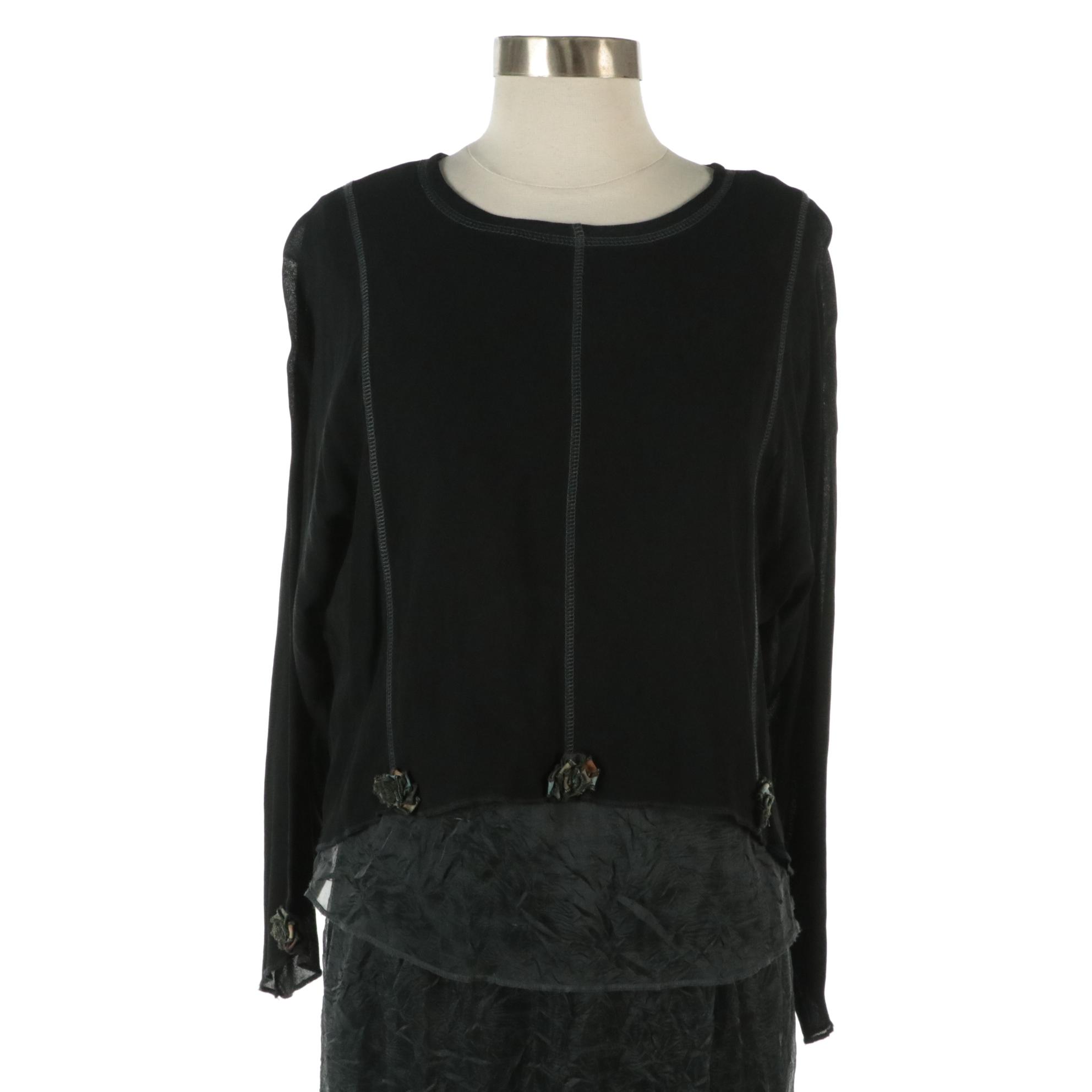 Look Organza and Chiffon Two-Piece Skirt Set with Floral Rosette Detail