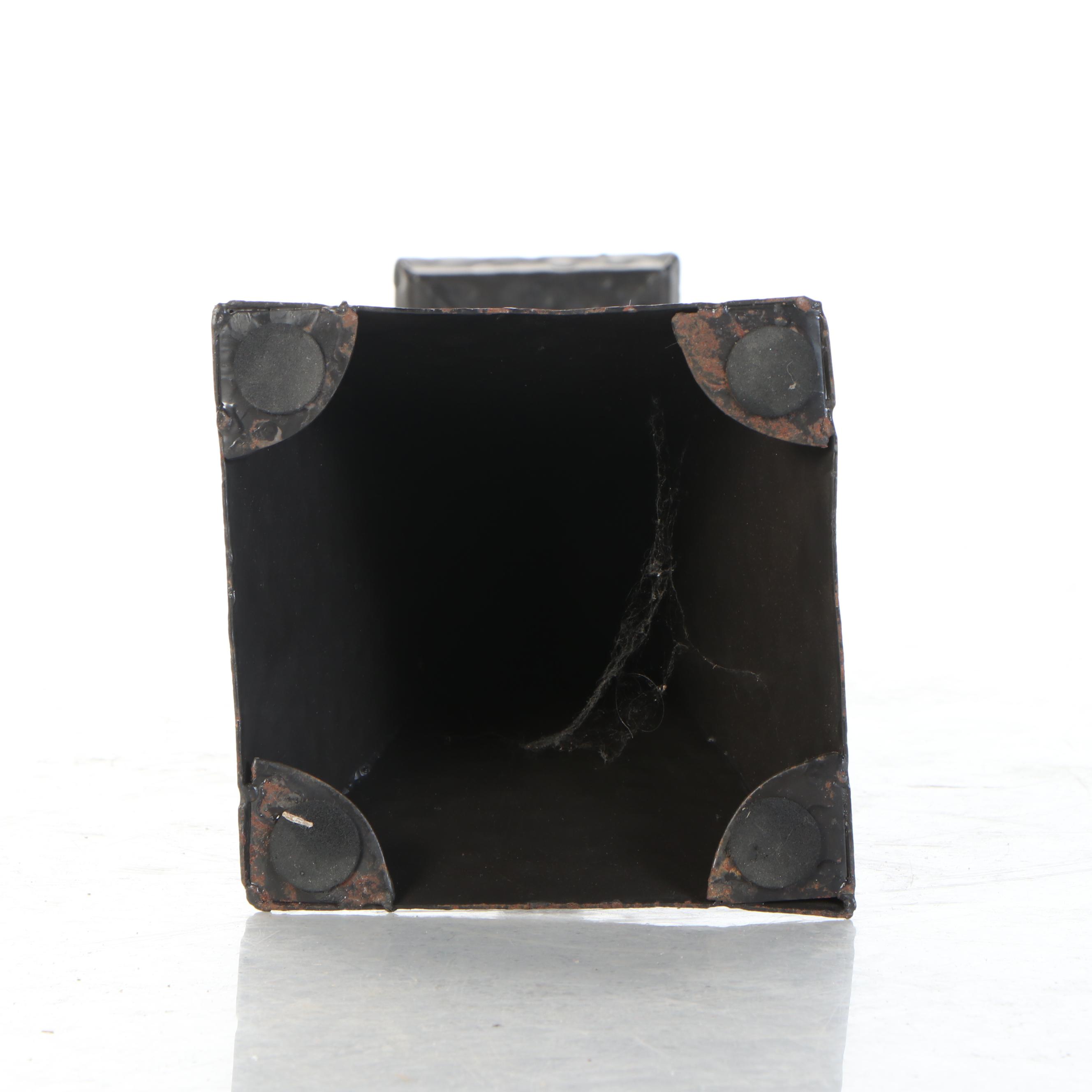 Brutalist Hammered Metal Floor Candlesticks