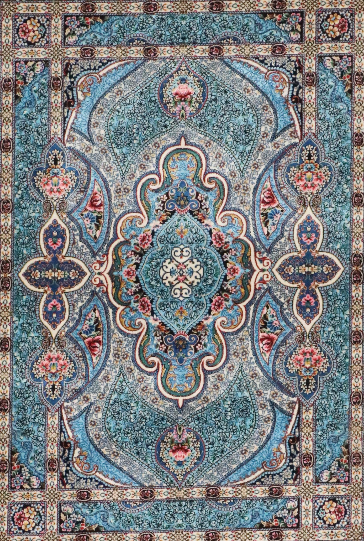 2' x 3'2 Hand-Knotted Turkish Kayseri Bamboo Silk Accent Rug