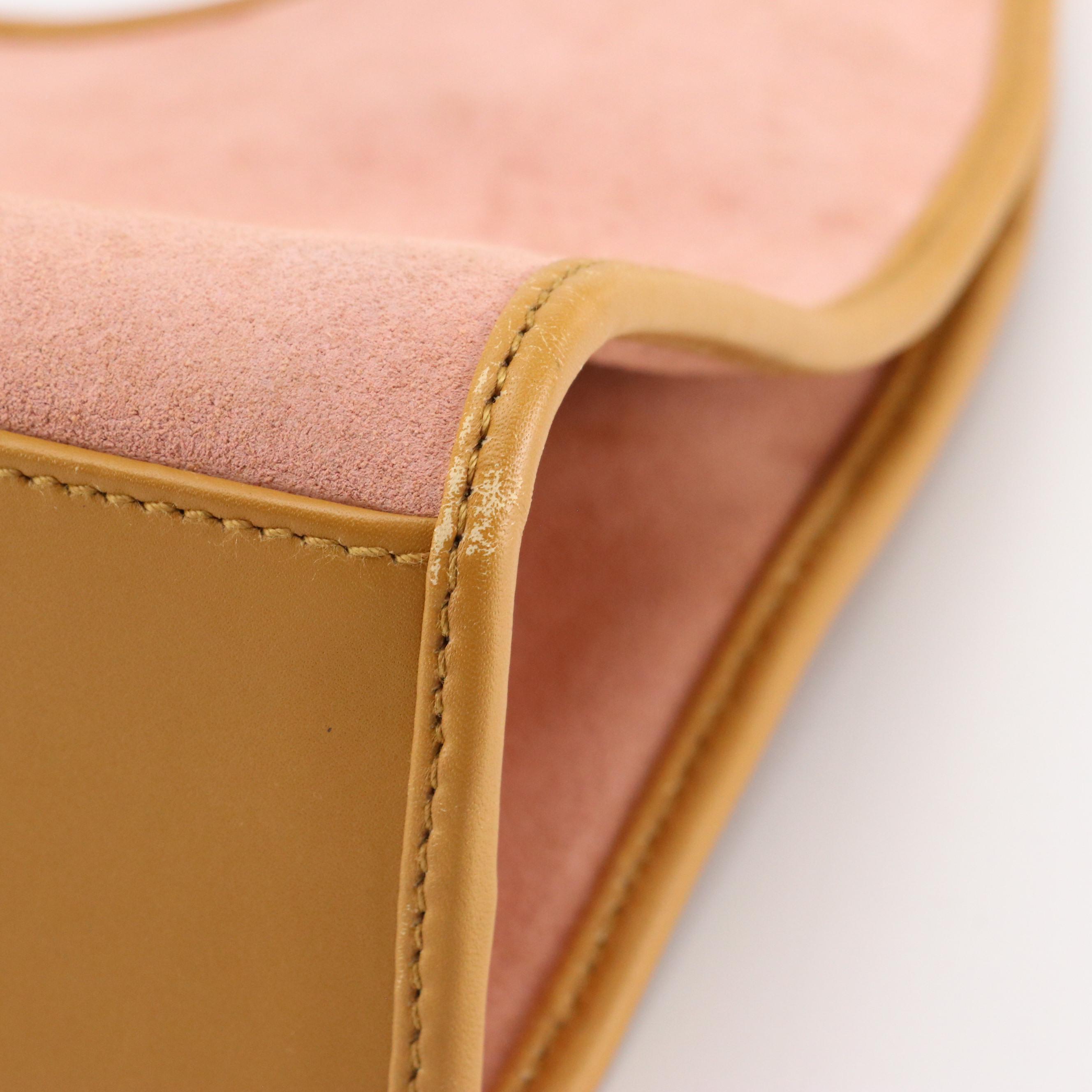 Gucci Jackie Bardot Shoulder Bag in Pink Suede and Brown Leather Trim