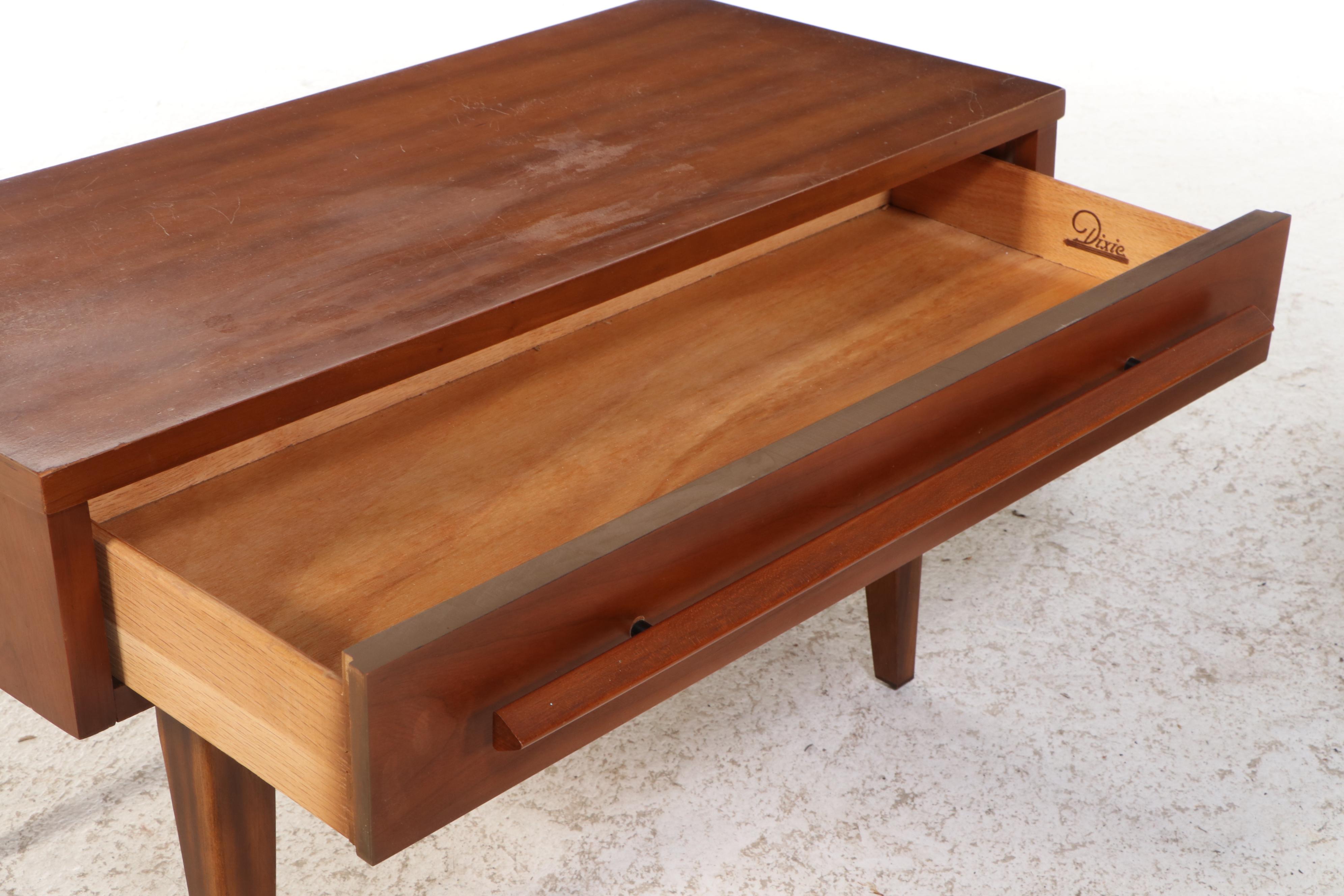 Pair of Dixie Mid Century Modern Cherrywood-Veneered Side Tables