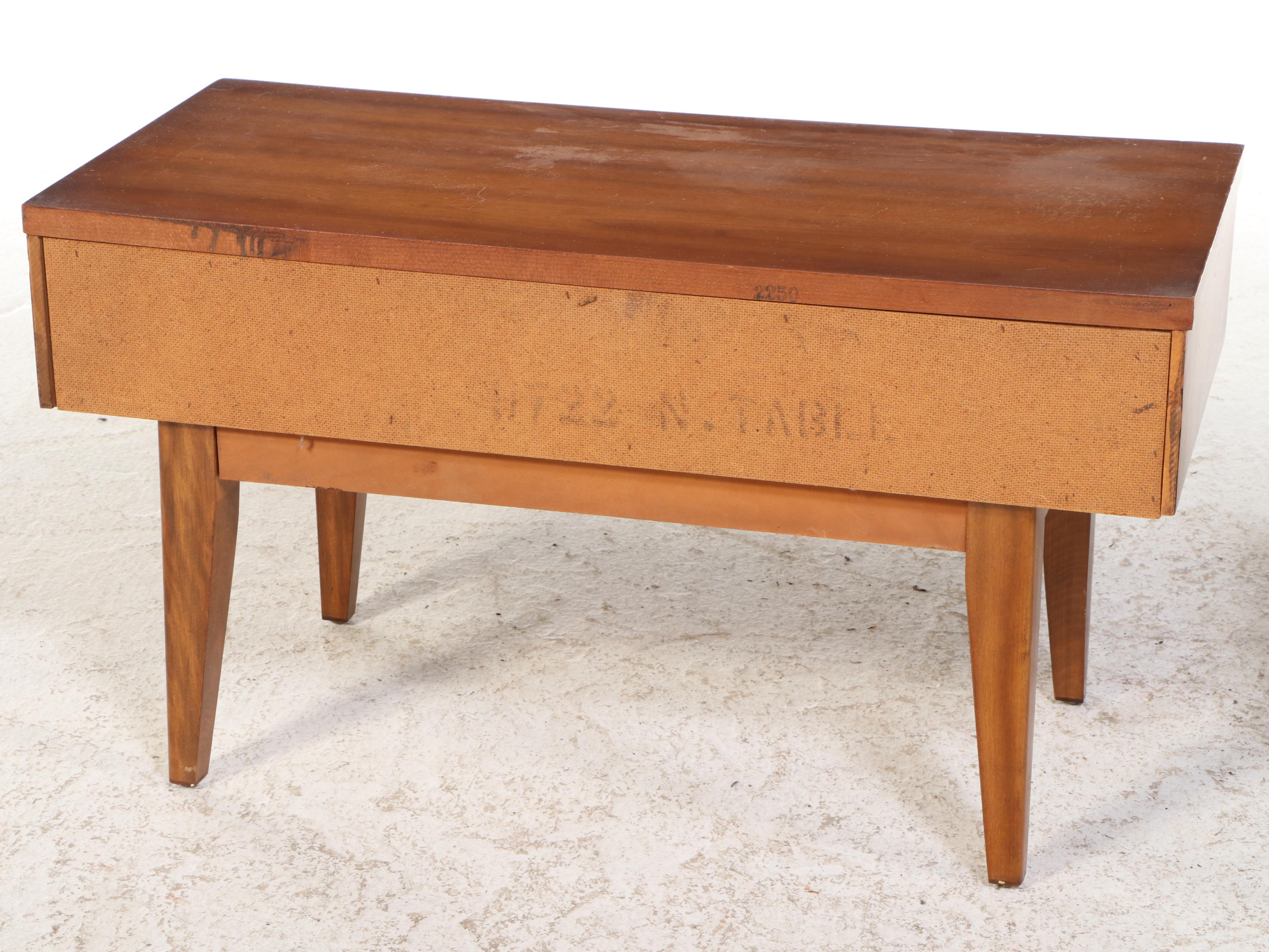 Pair of Dixie Mid Century Modern Cherrywood-Veneered Side Tables