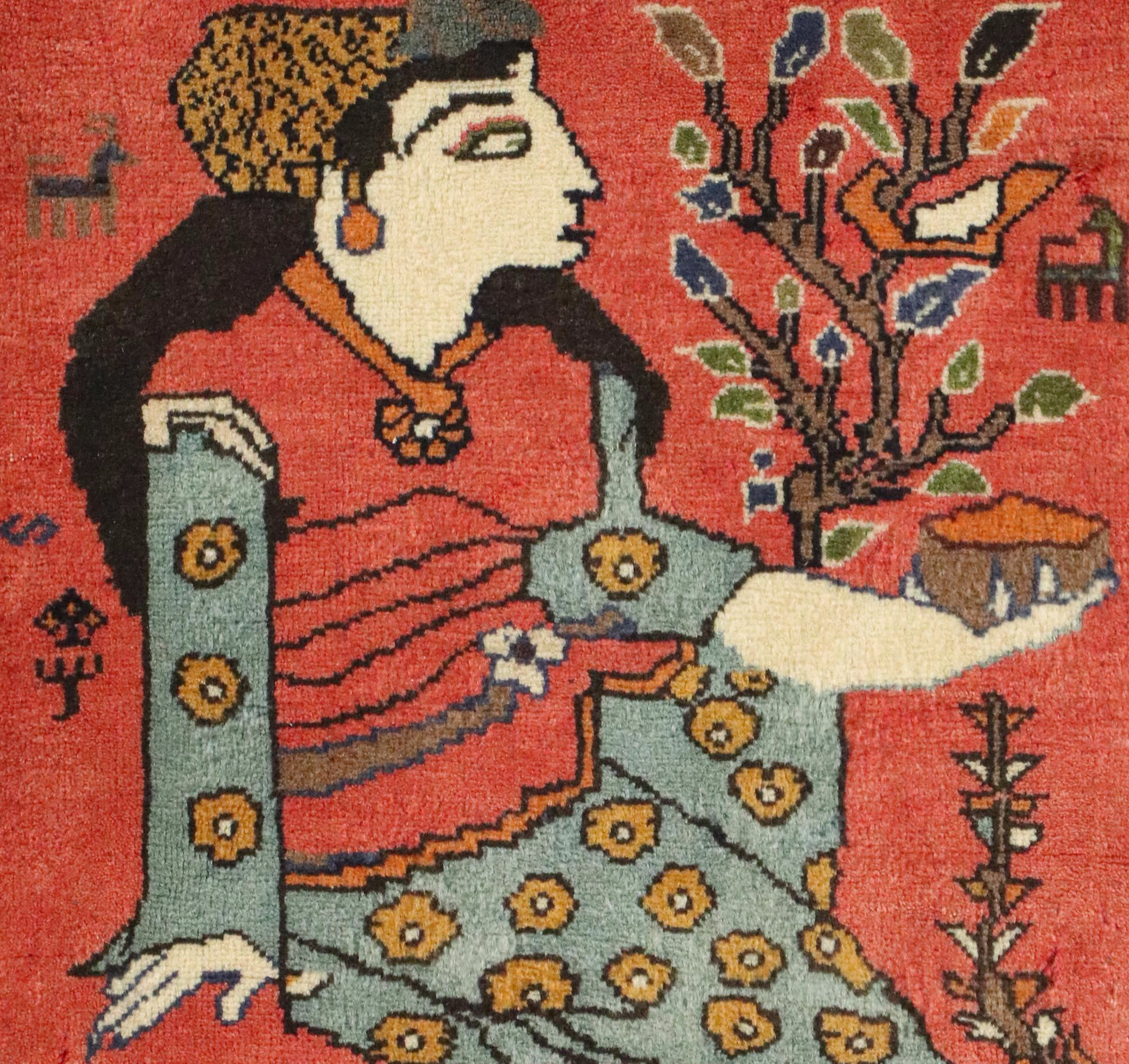 2'2 x 2'3 Hand-Knotted Northwest Persian Pictorial Accent Rug