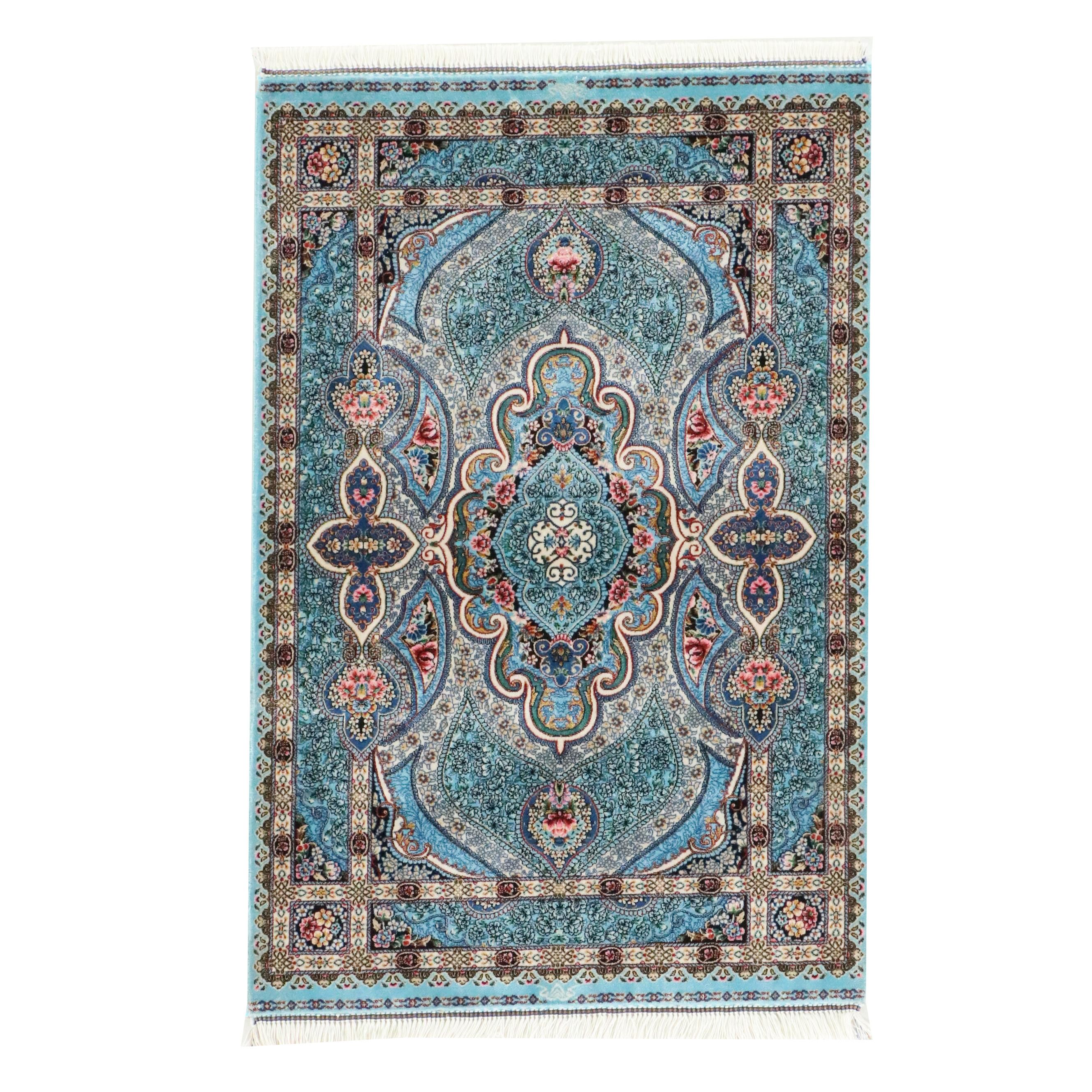 2' x 3'2 Hand-Knotted Turkish Kayseri Bamboo Silk Accent Rug