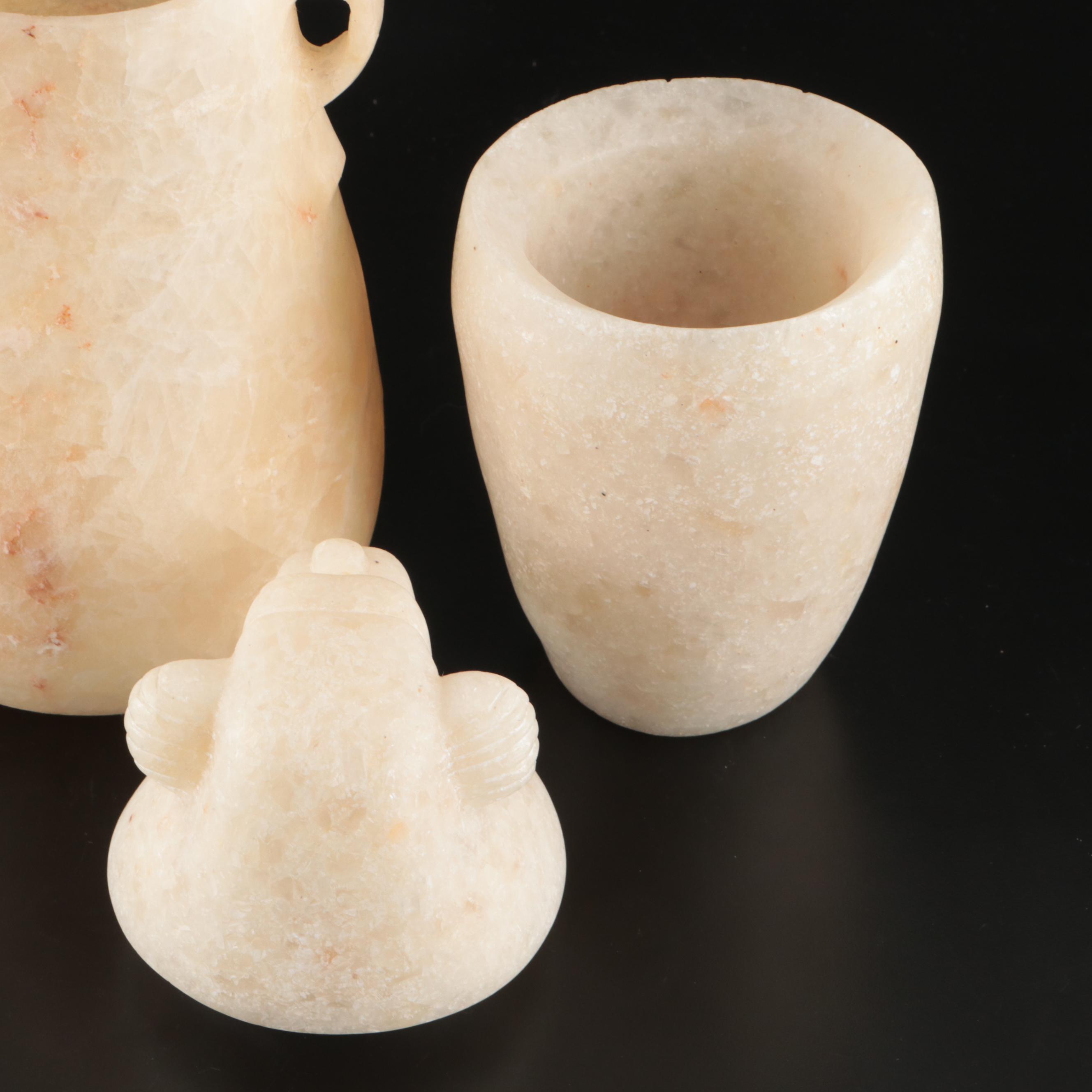 Alabaster Vase and Hapi Baboon Headed Canopic Jar