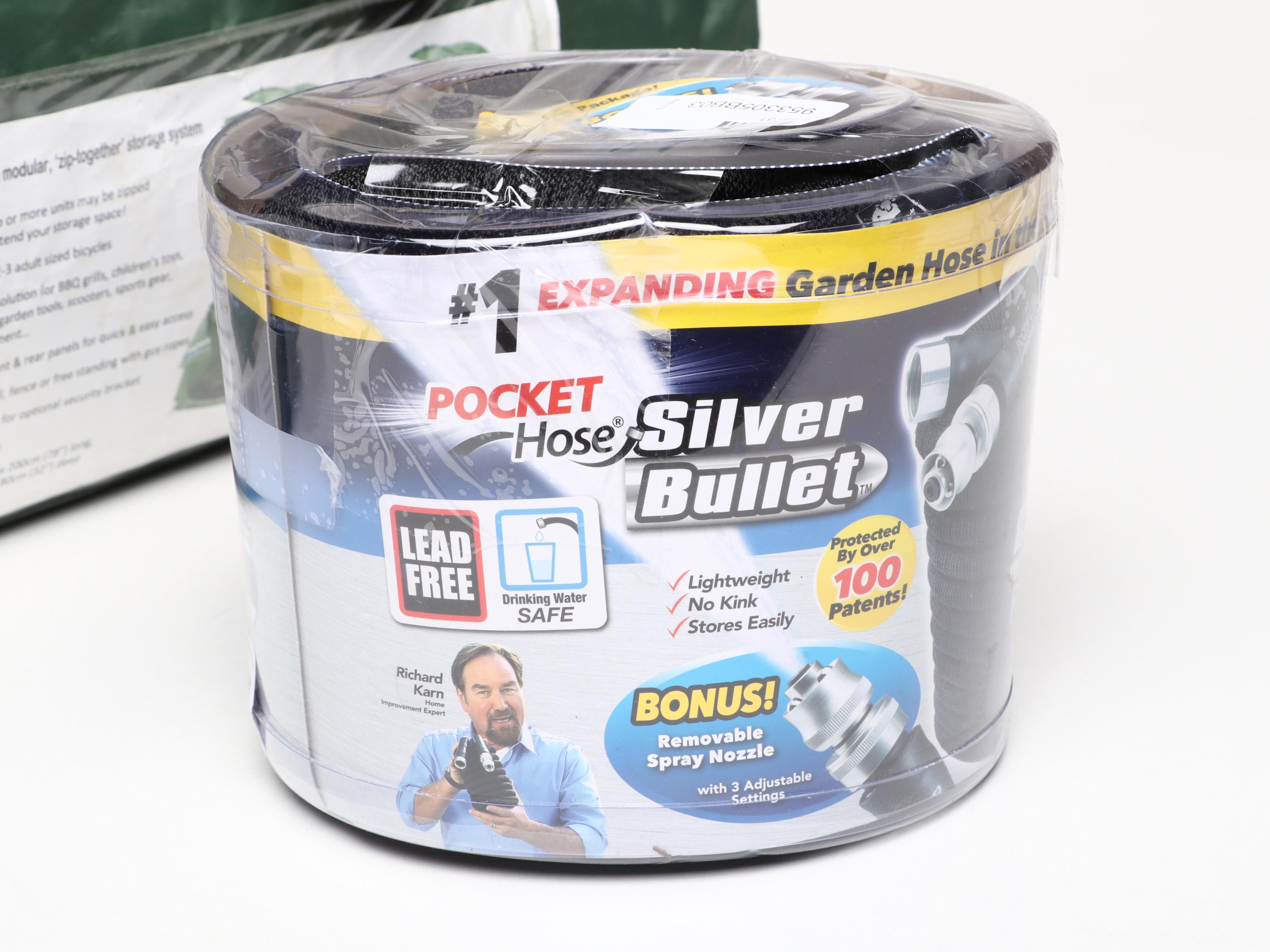 Tidy Tent Xtra and Pocket Hose Silver Bullet 50' Expandable Garden Hoses