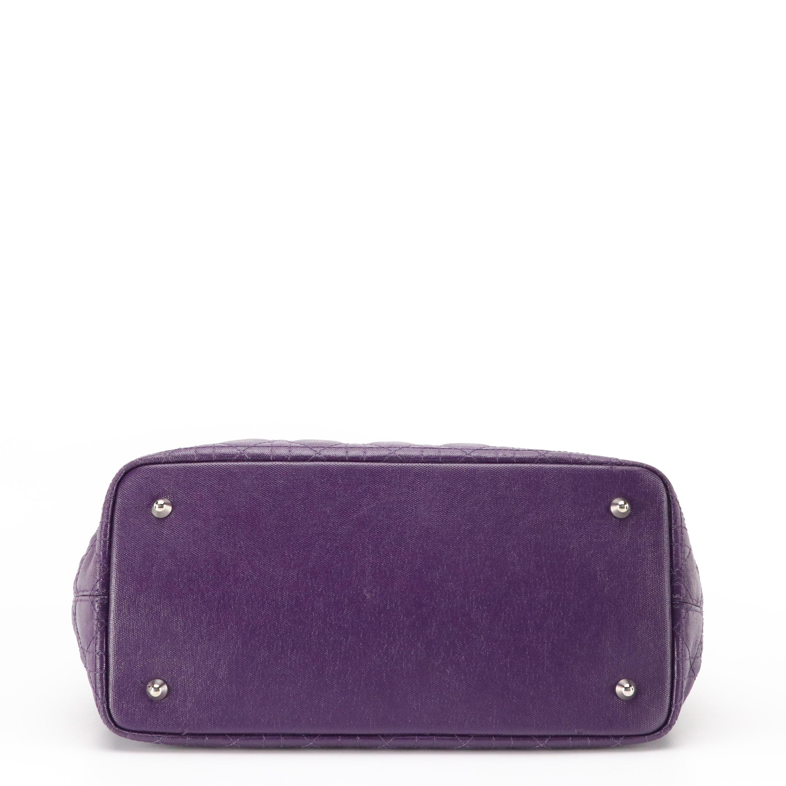 Christian Dior Medium Panarea Tote in Purple Cannage Quilted Canvas and Leather