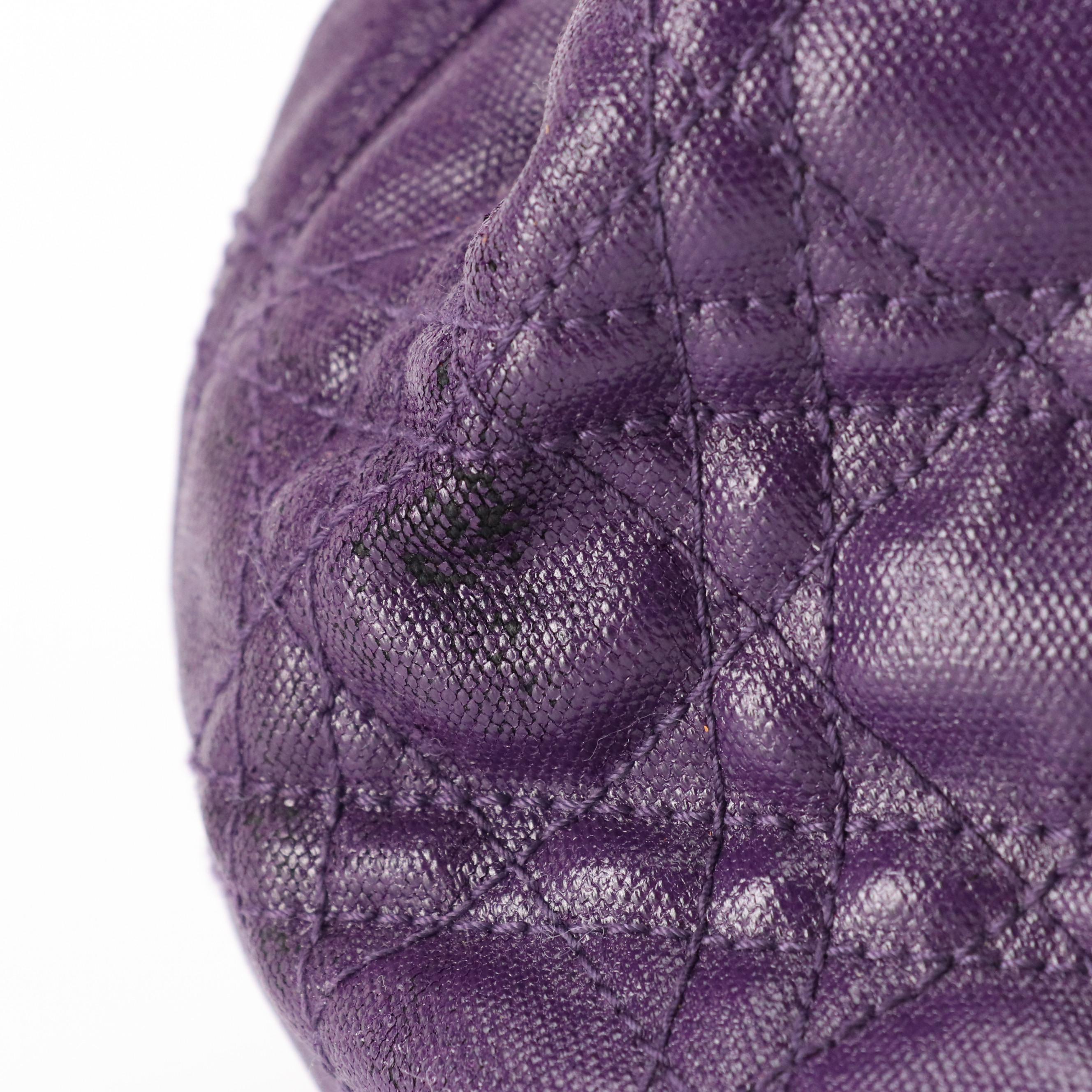 Christian Dior Medium Panarea Tote in Purple Cannage Quilted Canvas and Leather