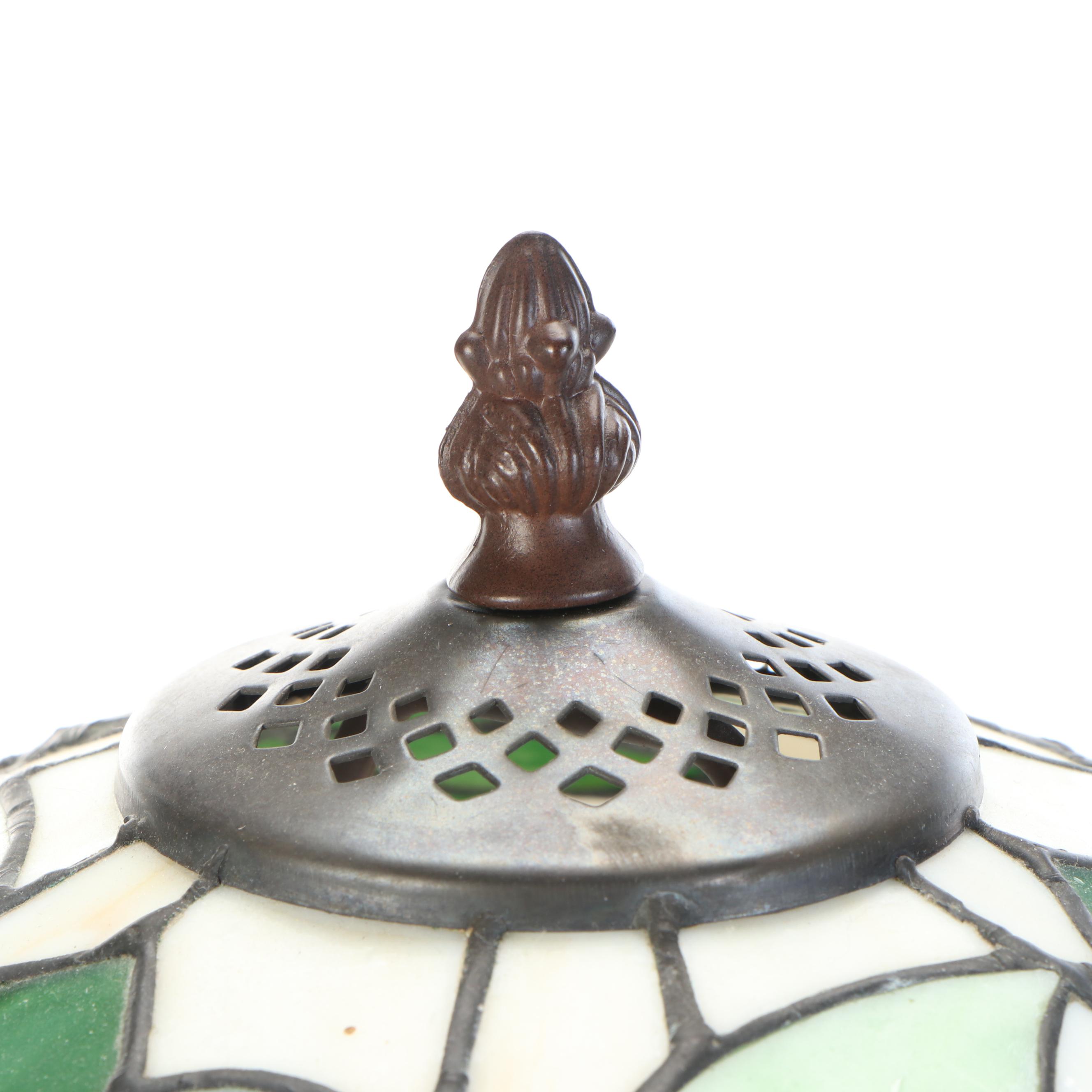 Art Nouveau Style Slag Glass Grape Vine Table Lamp