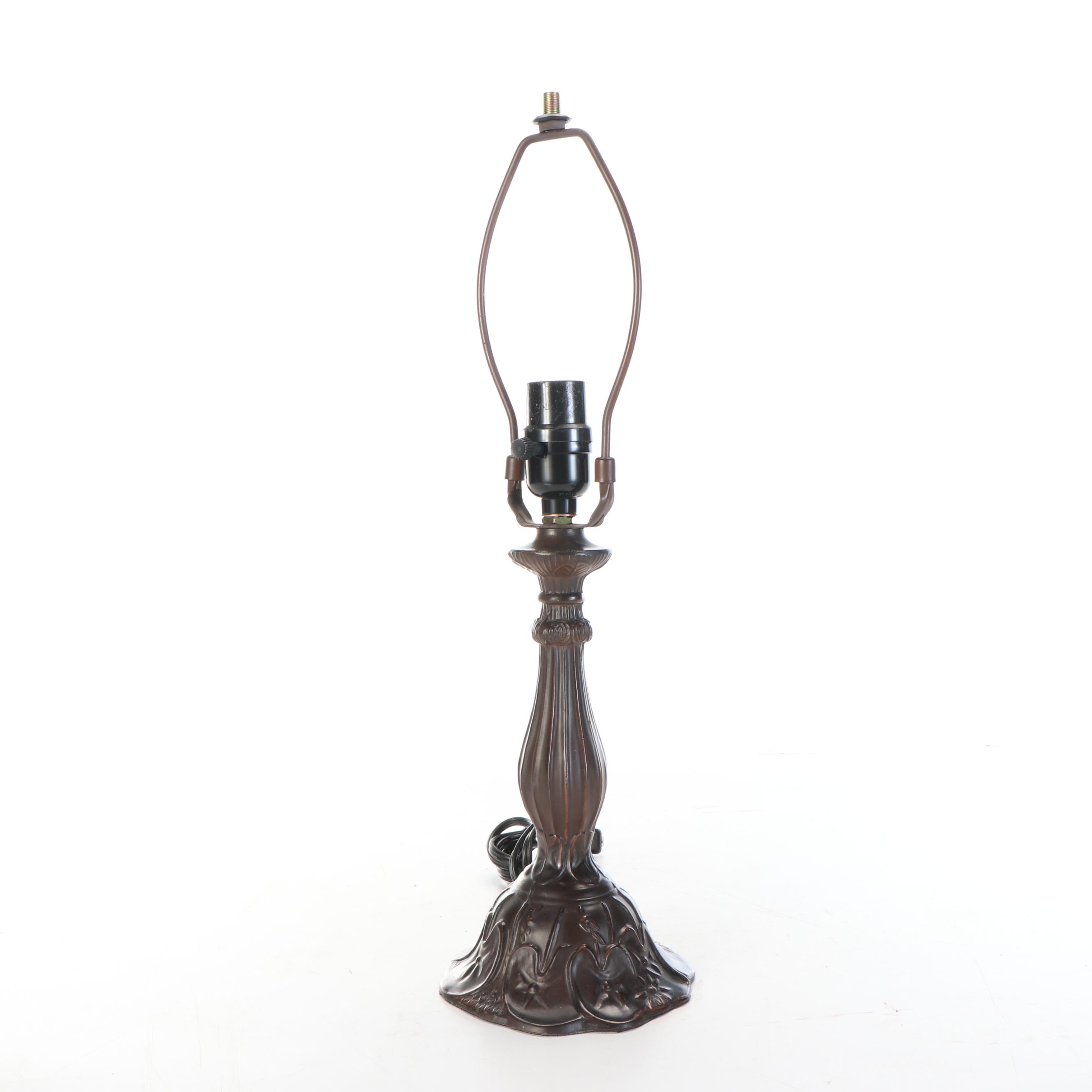 Art Nouveau Style Slag Glass Grape Vine Table Lamp