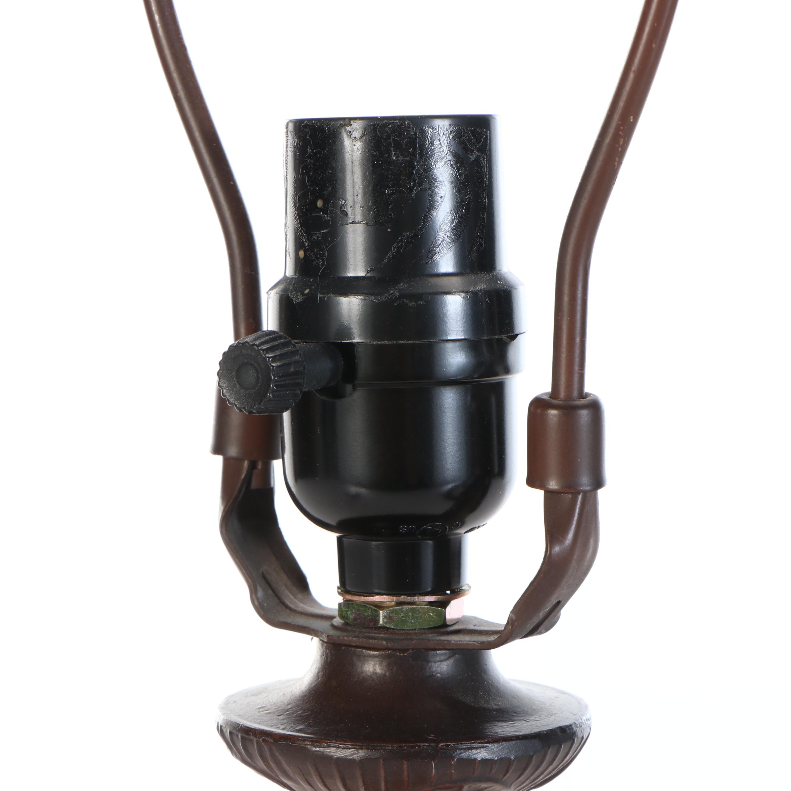 Art Nouveau Style Slag Glass Grape Vine Table Lamp