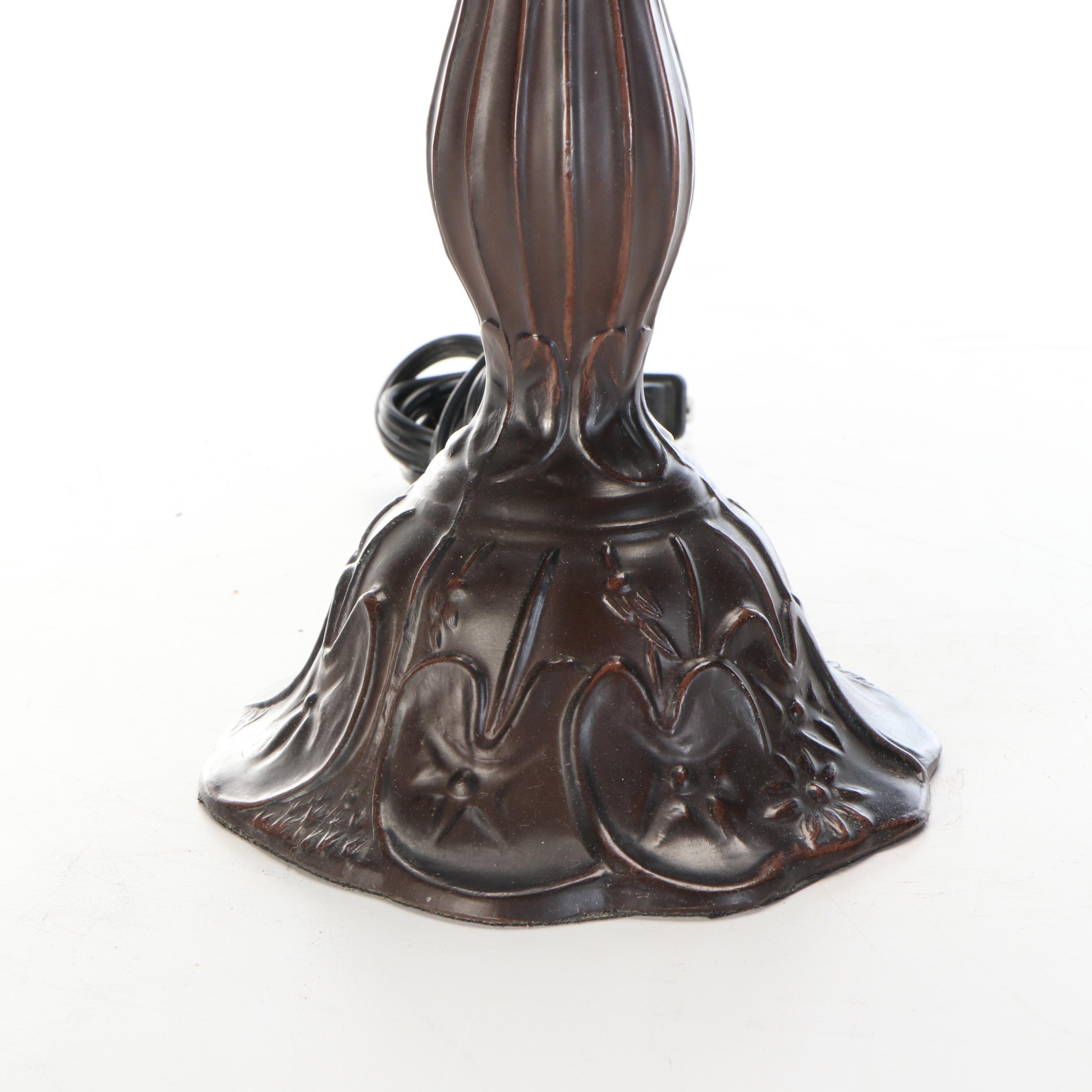 Art Nouveau Style Slag Glass Grape Vine Table Lamp