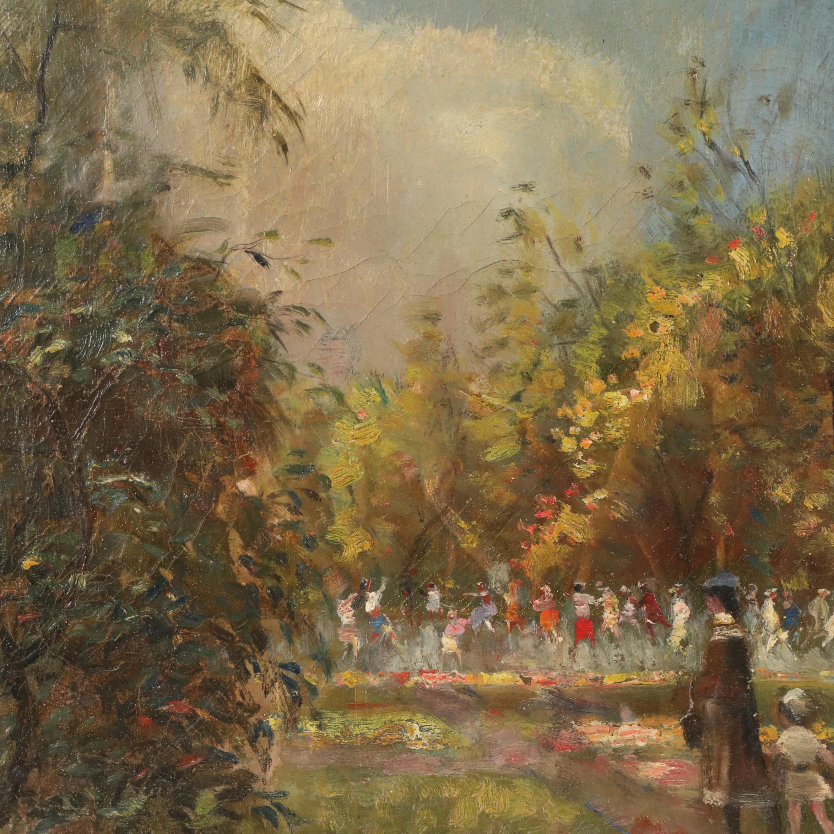 Arpád Bálint Impressionist Style Oil Painting with Park Scene