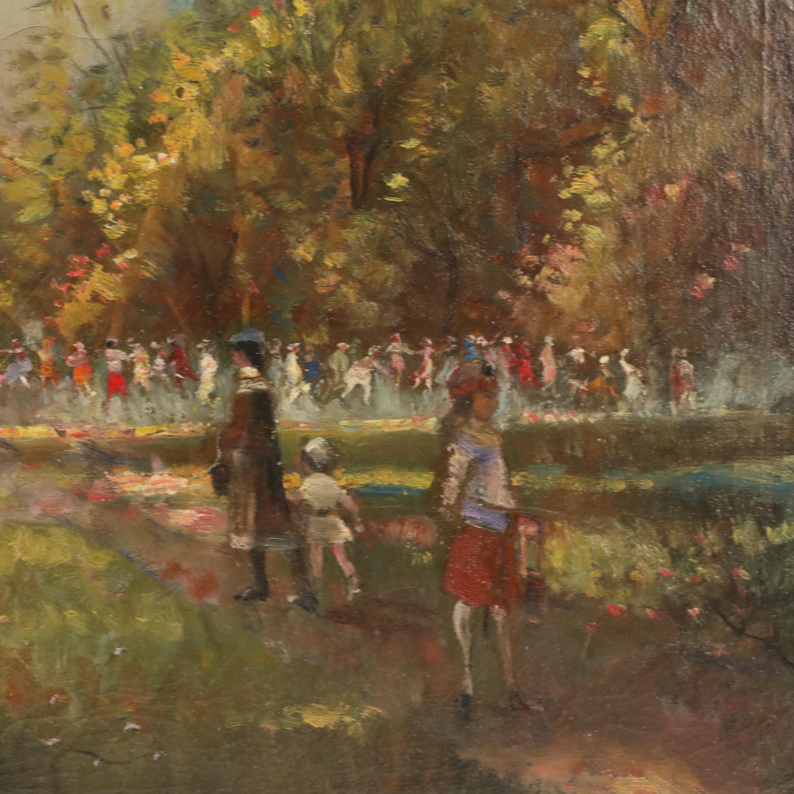 Arpád Bálint Impressionist Style Oil Painting with Park Scene
