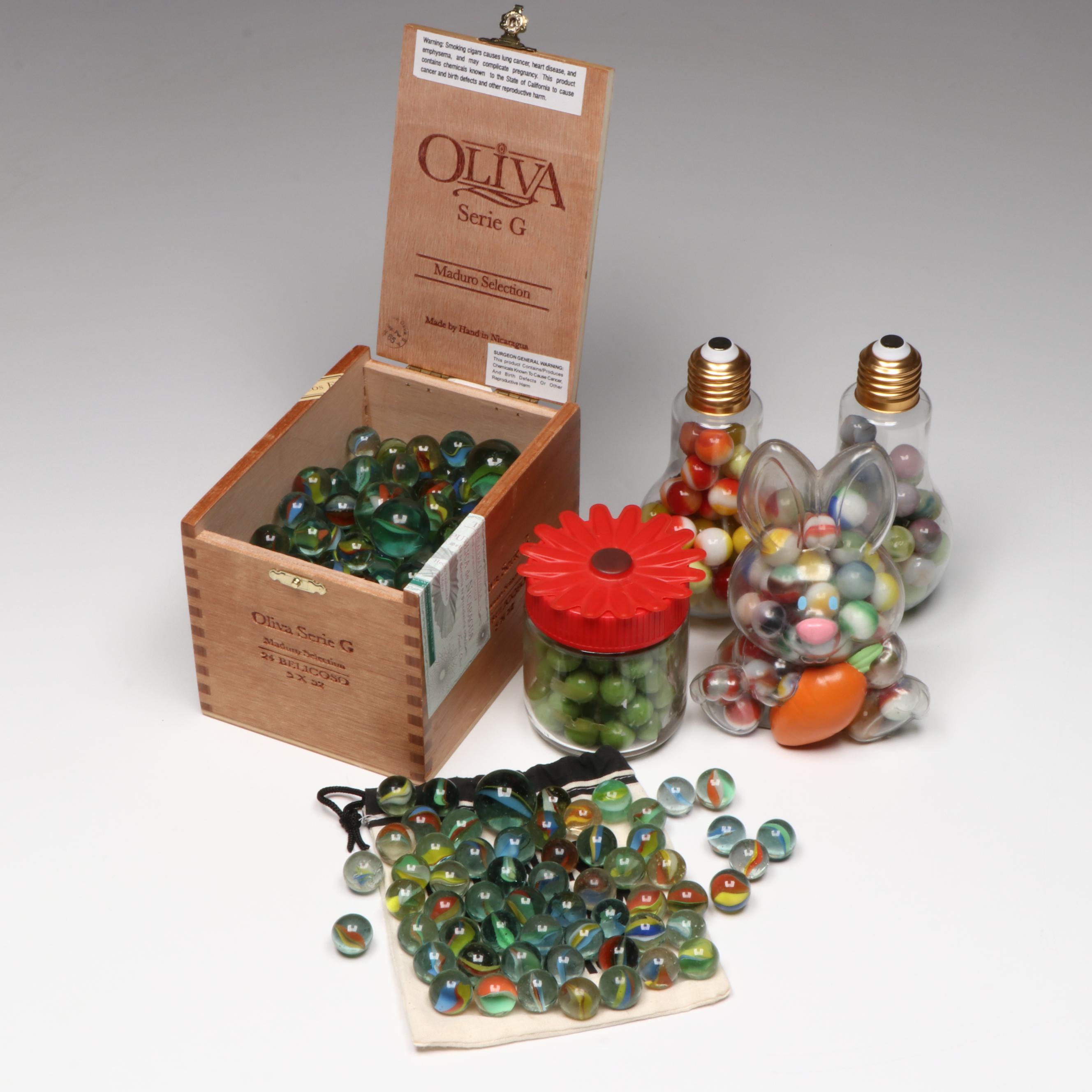 Multicolor Swirl, Patch, Cats Eye and More Glass Shooters and Marbles