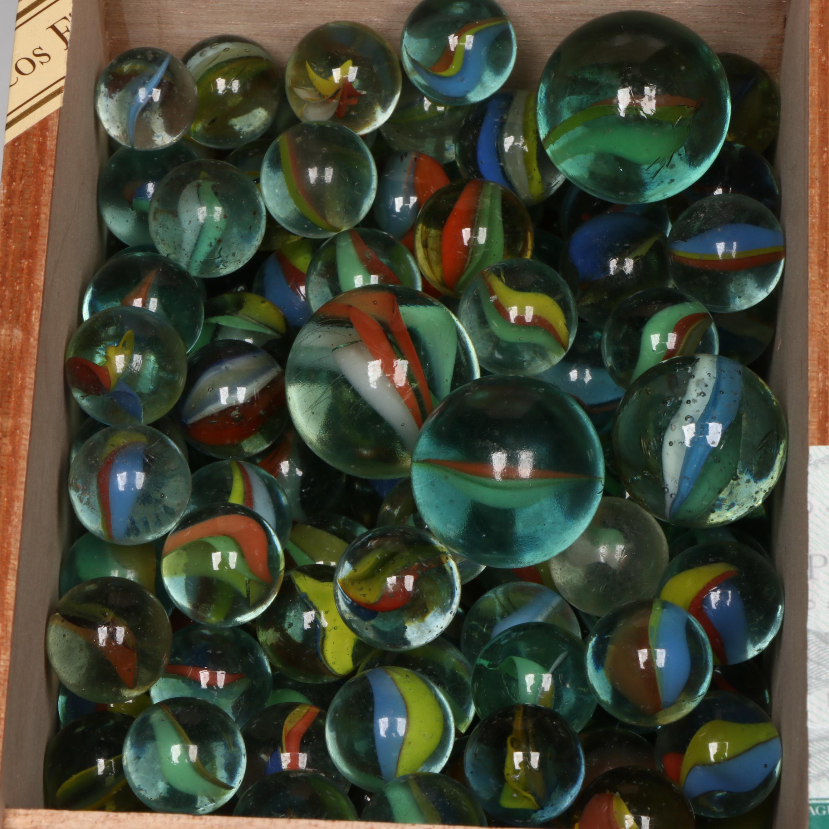 Multicolor Swirl, Patch, Cats Eye and More Glass Shooters and Marbles
