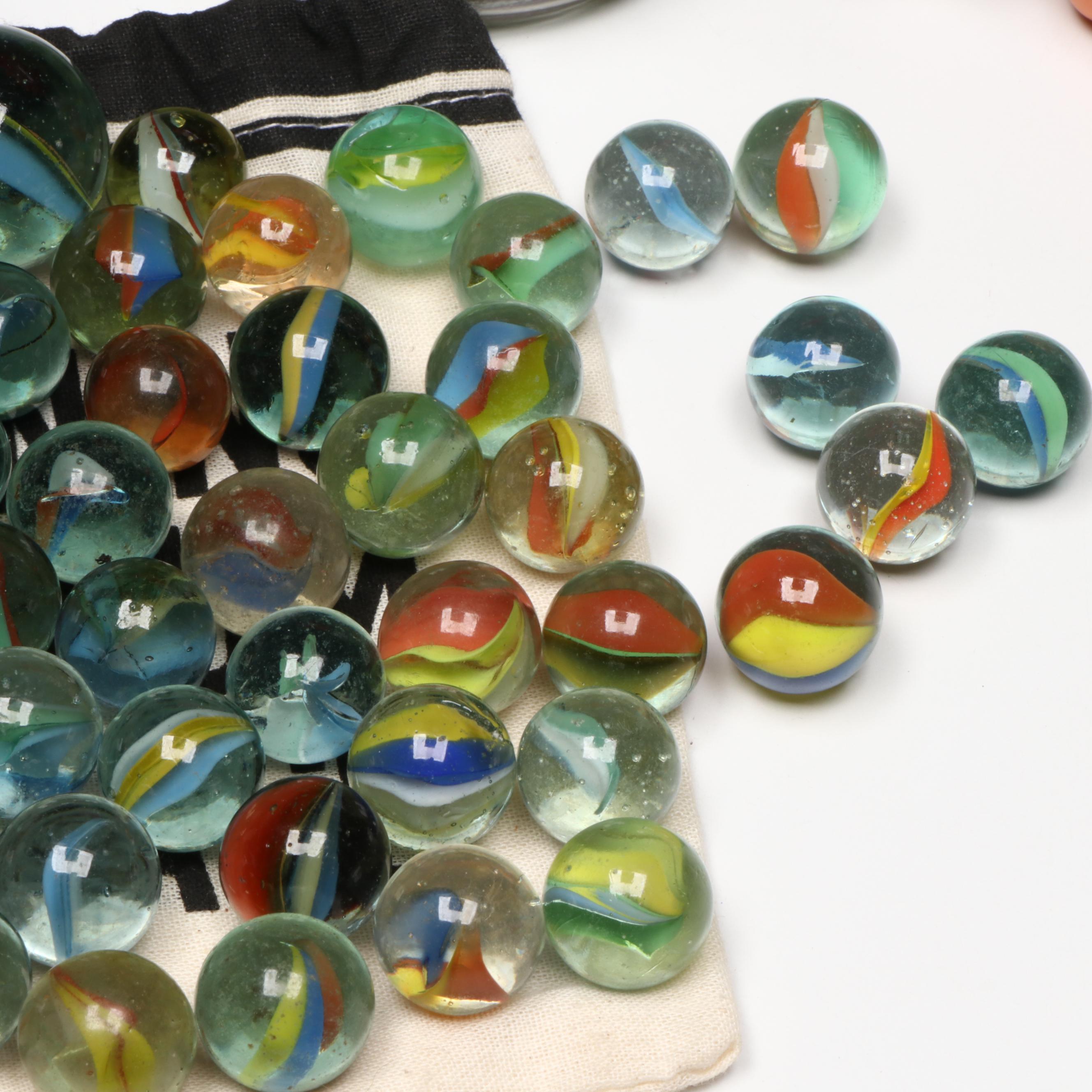 Multicolor Swirl, Patch, Cats Eye and More Glass Shooters and Marbles