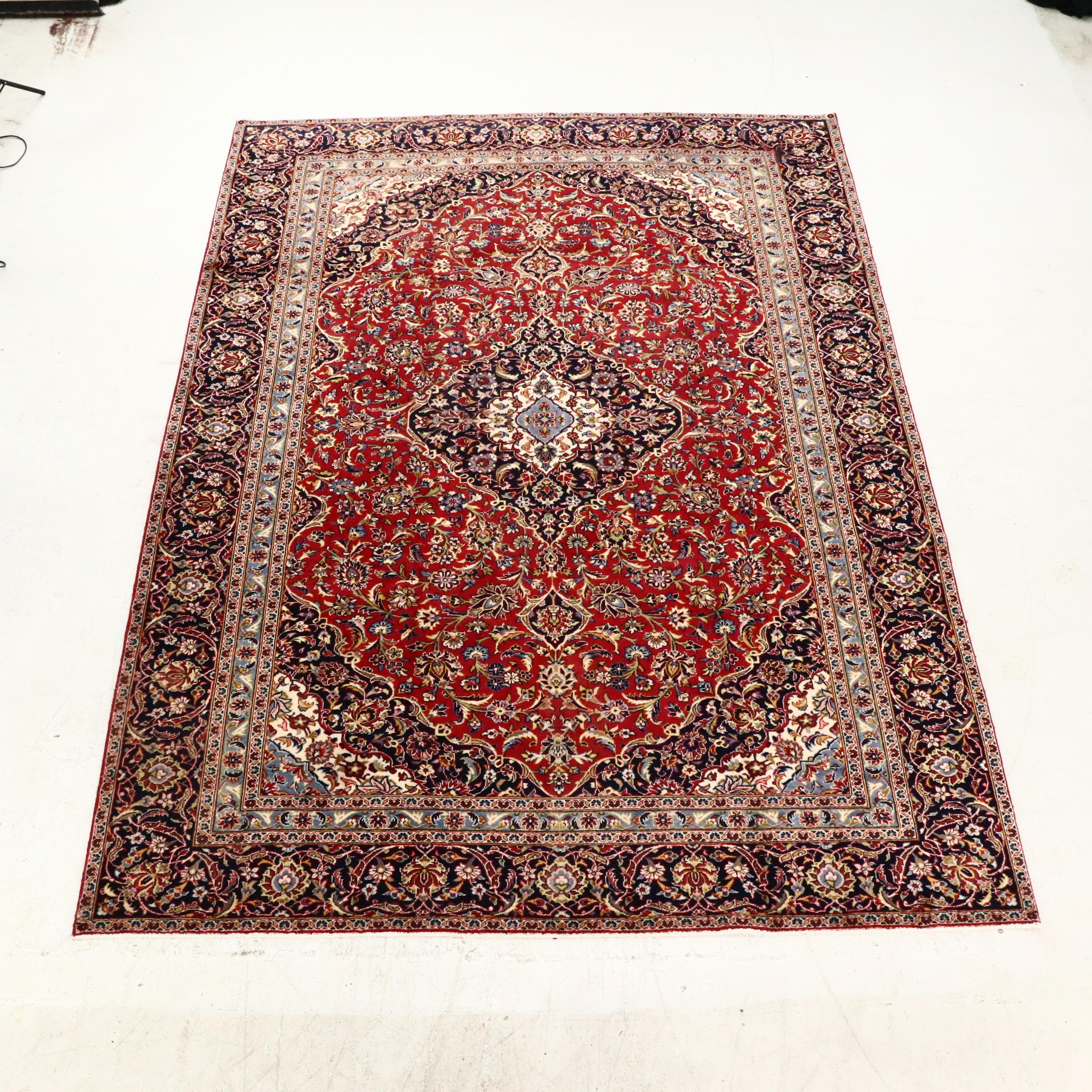 8'10 x 12'6 Hand-Knotted Persian Kashan Room-Sized Rug
