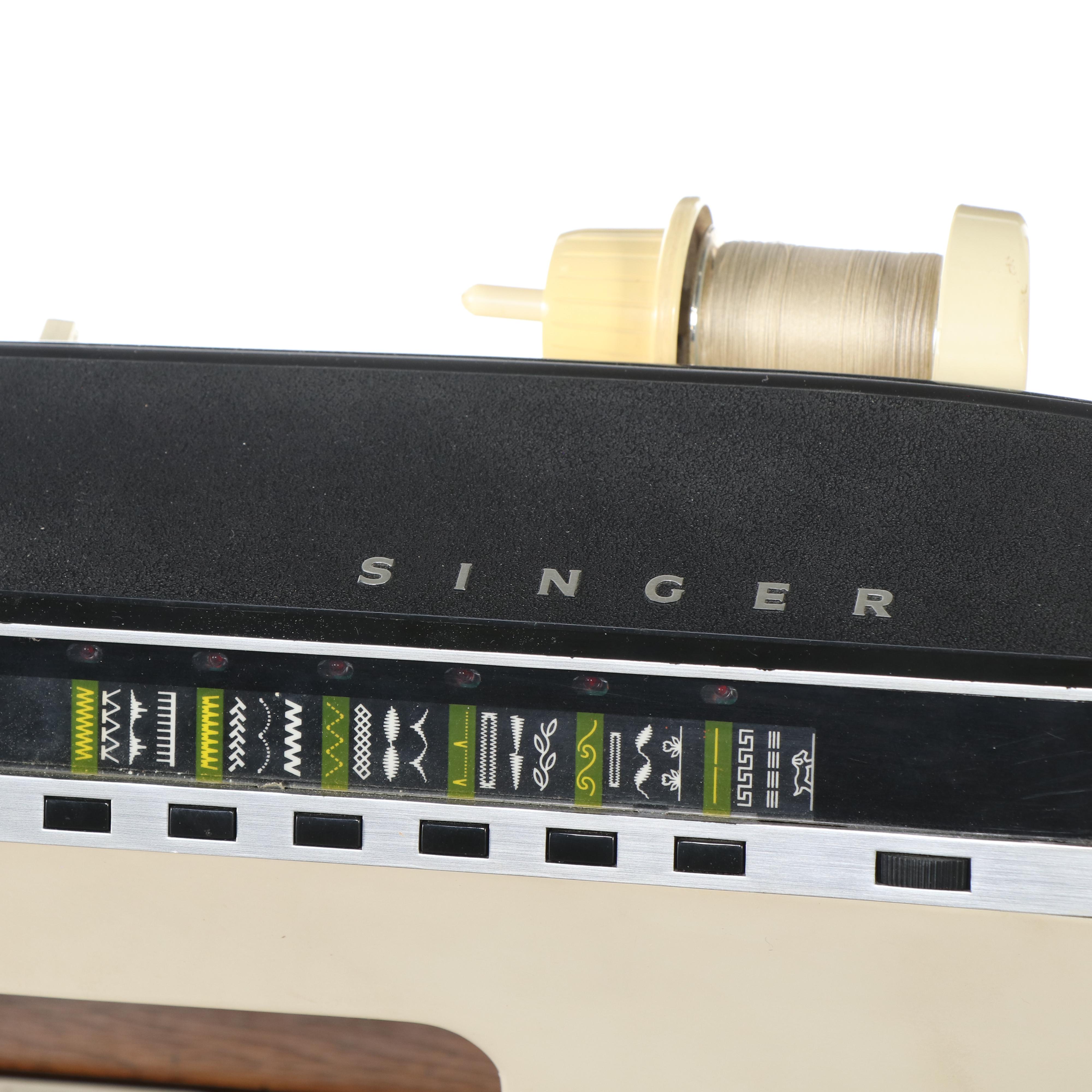 Singer Athena 2000 Electronic Sewing Machine in Colonial Style Walnut Cabinet