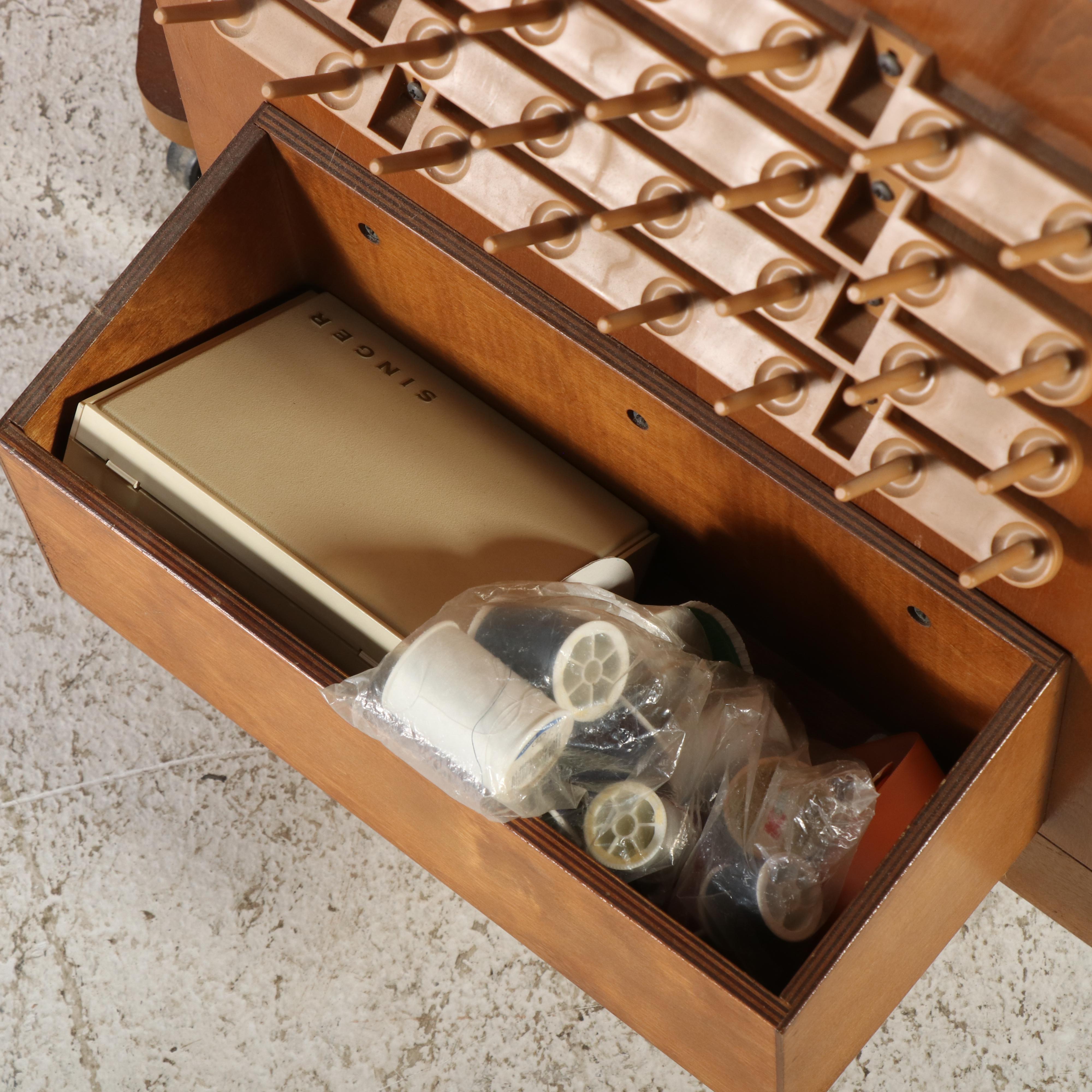 Singer Athena 2000 Electronic Sewing Machine in Colonial Style Walnut Cabinet