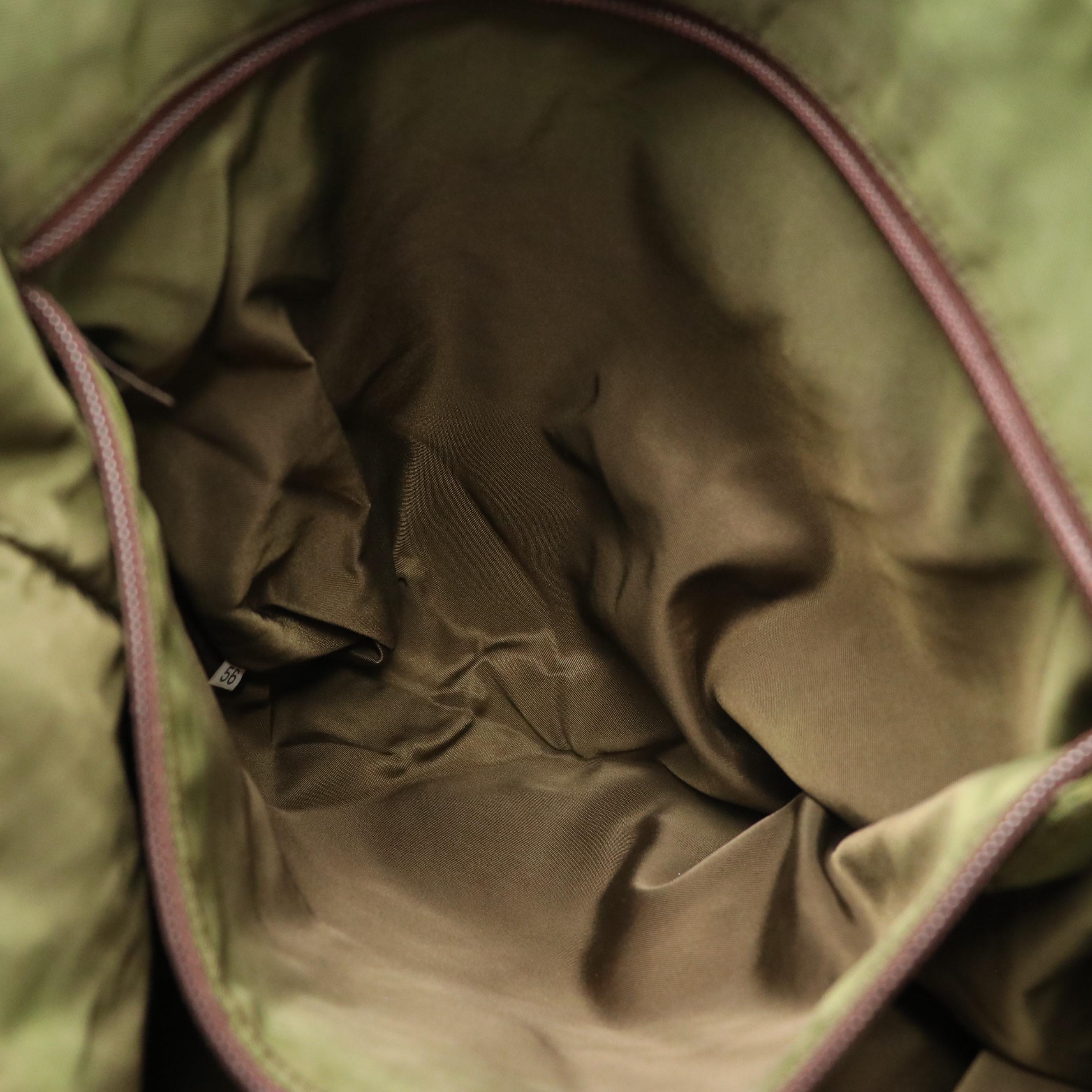 Prada Large Tote in Brown Leather and Olive Green Nylon