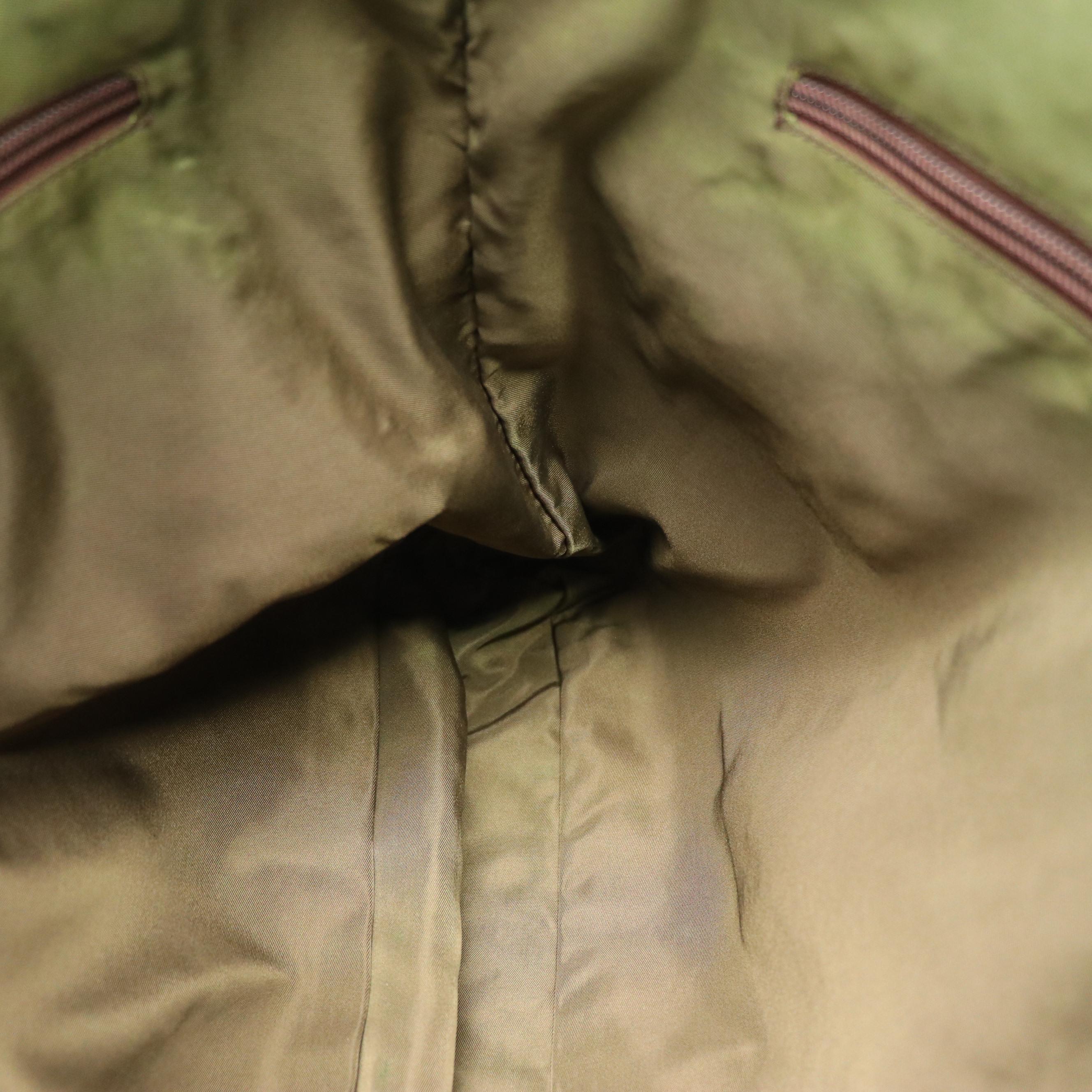 Prada Large Tote in Brown Leather and Olive Green Nylon