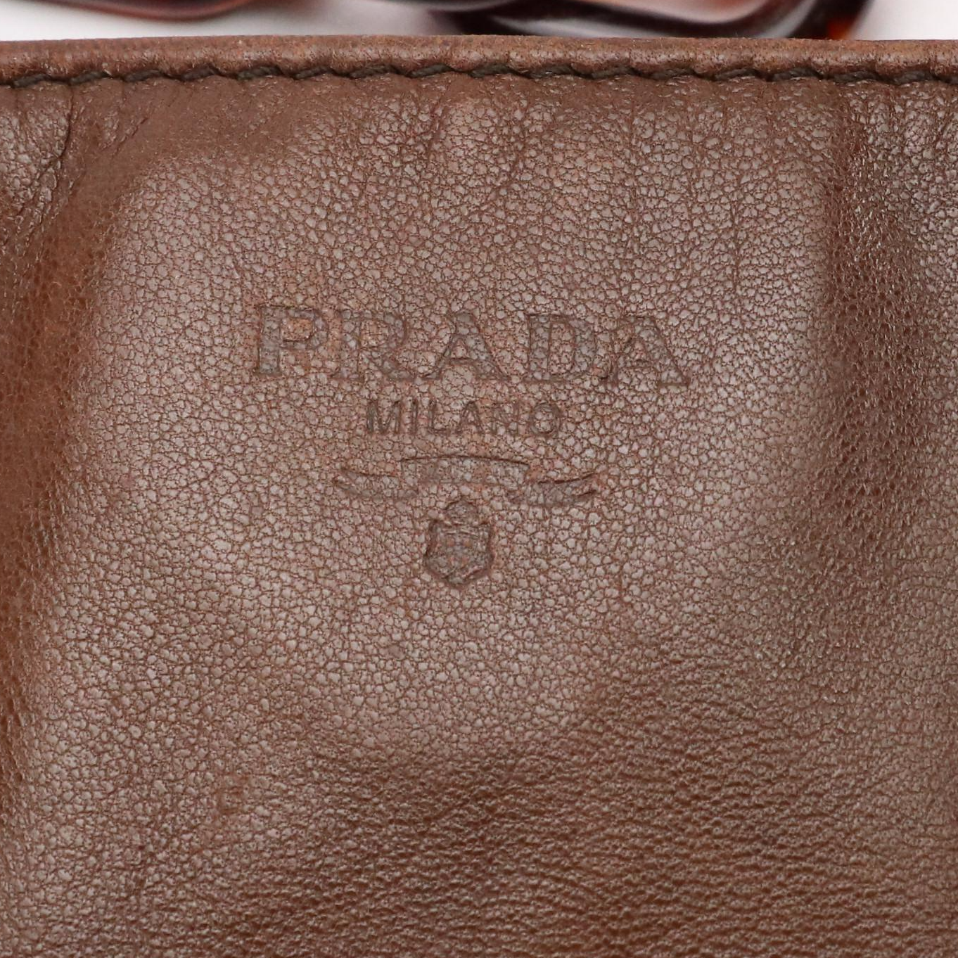 Prada Large Tote in Brown Leather and Olive Green Nylon