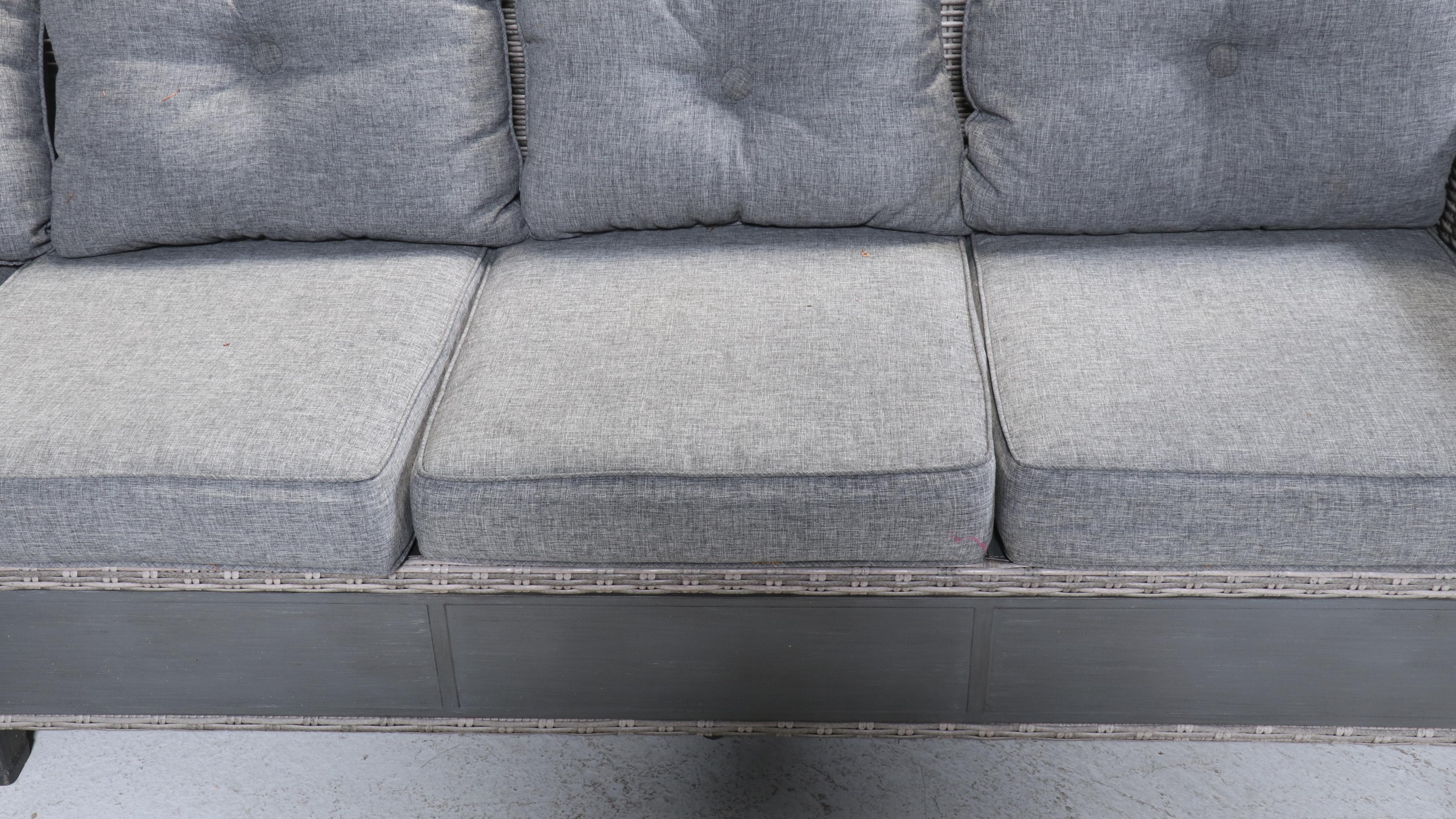 Broyhill Contemporary Resin Wicker Patio Sectional, Coffee Table, and Ottomans