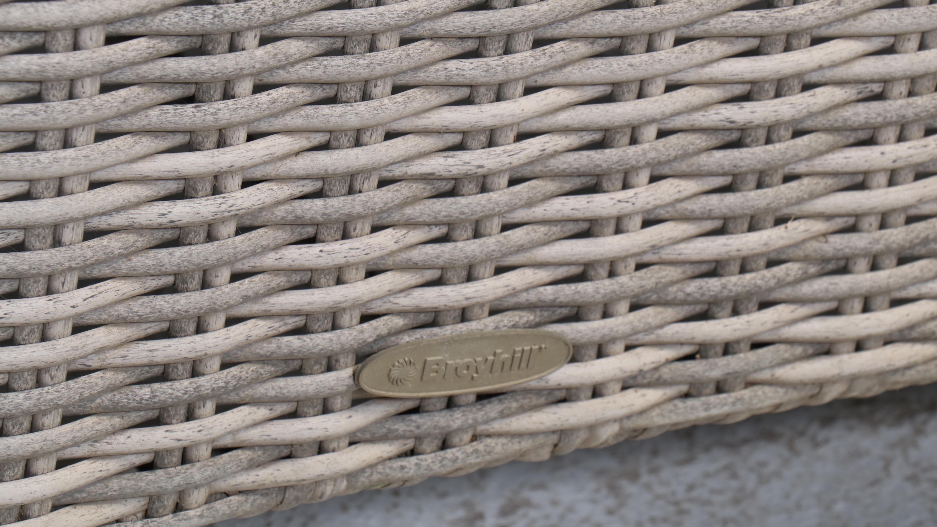 Broyhill Contemporary Resin Wicker Patio Sectional, Coffee Table, and Ottomans