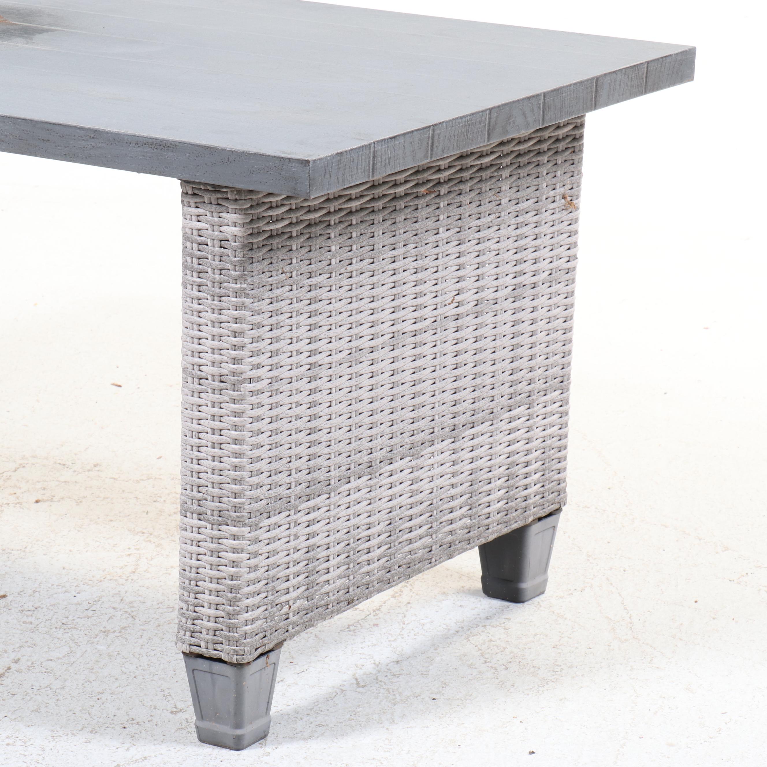 Broyhill Contemporary Resin Wicker Patio Sectional, Coffee Table, and Ottomans